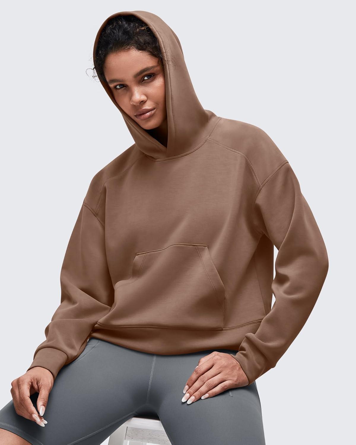 imageG4Free Smoofit Modal Soft Womens Fashion Hoodies Casual Pullover Long Sleeve Sweatshirts with Kangaroo PocketDark Coffee