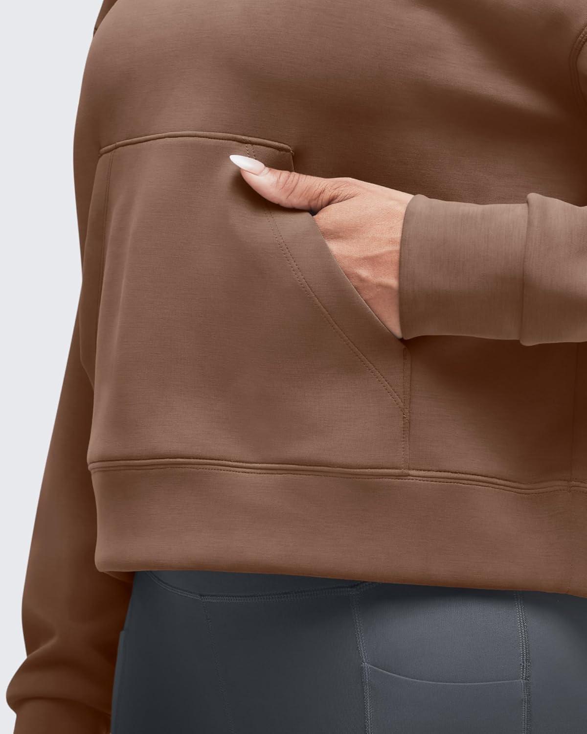 imageG4Free Smoofit Modal Soft Womens Fashion Hoodies Casual Pullover Long Sleeve Sweatshirts with Kangaroo PocketDark Coffee