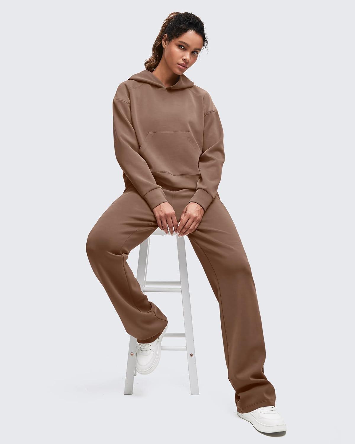 imageG4Free Smoofit Modal Soft Womens Fashion Hoodies Casual Pullover Long Sleeve Sweatshirts with Kangaroo PocketDark Coffee