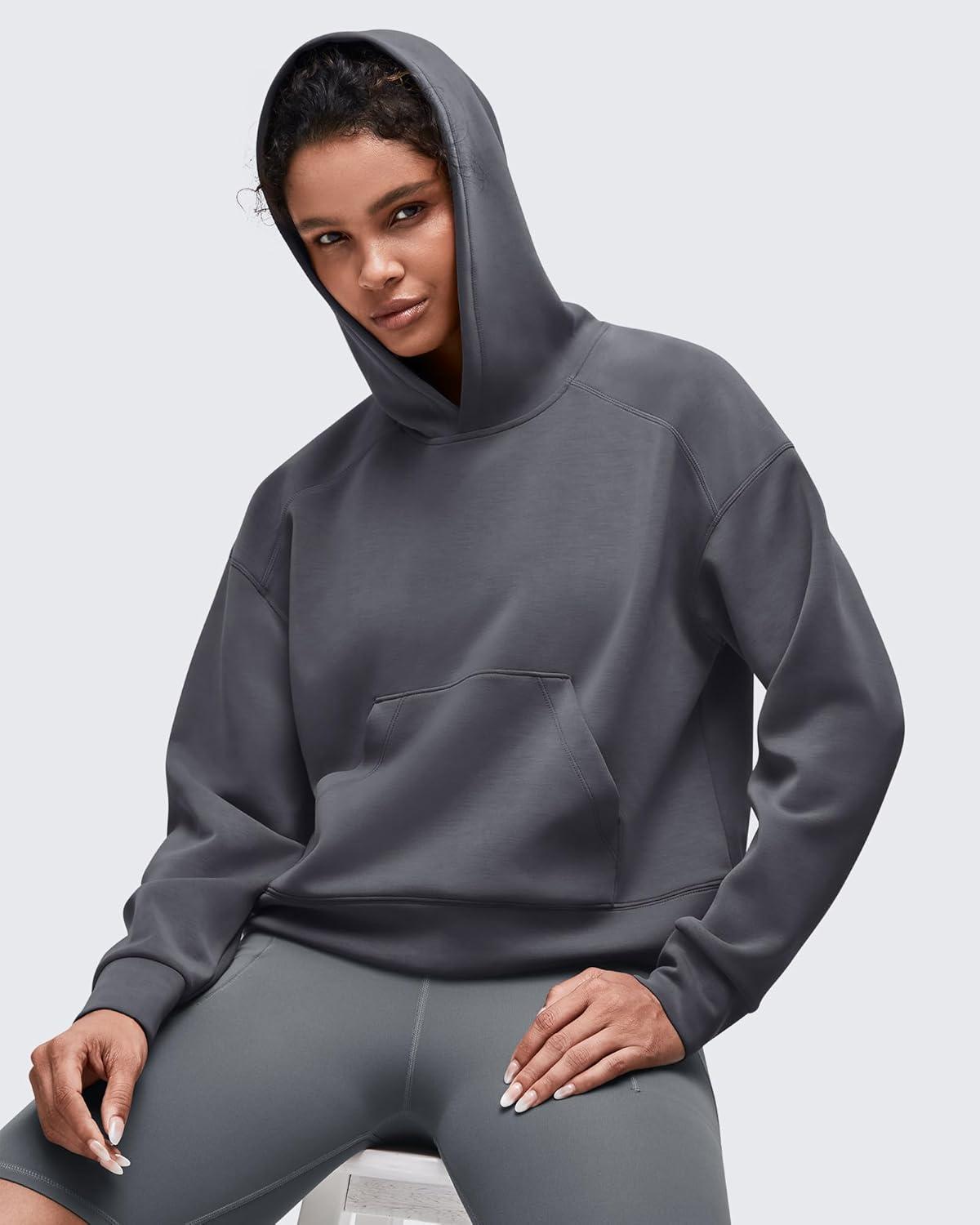 imageG4Free Smoofit Modal Soft Womens Fashion Hoodies Casual Pullover Long Sleeve Sweatshirts with Kangaroo PocketDark Gray