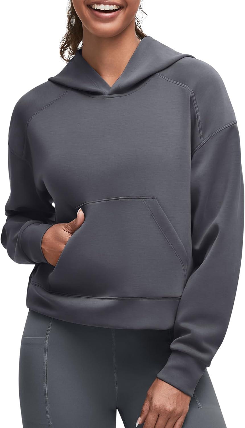 imageG4Free Smoofit Modal Soft Womens Fashion Hoodies Casual Pullover Long Sleeve Sweatshirts with Kangaroo PocketDark Gray
