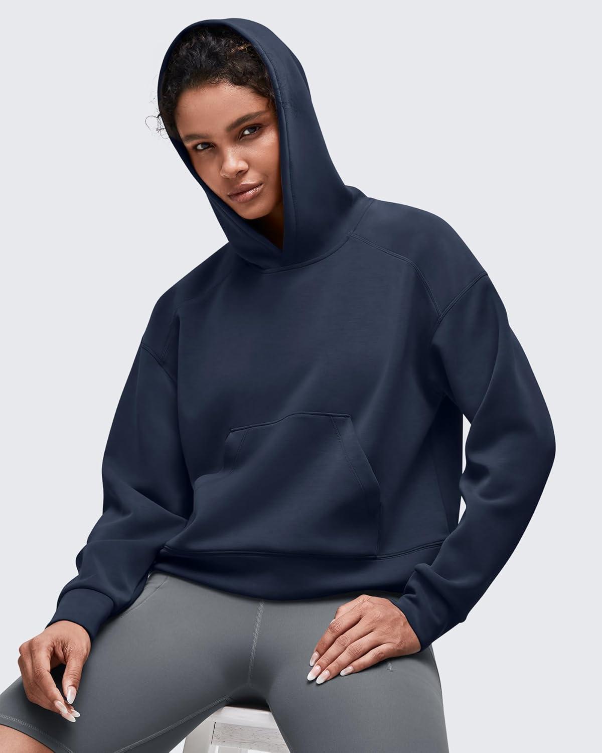 imageG4Free Smoofit Modal Soft Womens Fashion Hoodies Casual Pullover Long Sleeve Sweatshirts with Kangaroo PocketDark Navy