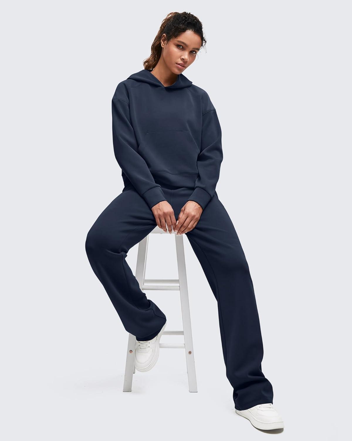 imageG4Free Smoofit Modal Soft Womens Fashion Hoodies Casual Pullover Long Sleeve Sweatshirts with Kangaroo PocketDark Navy