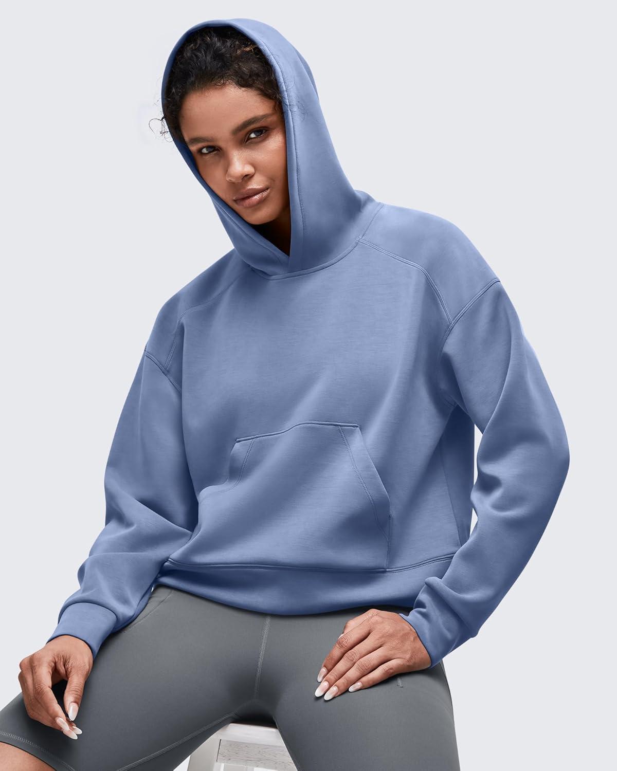imageG4Free Smoofit Modal Soft Womens Fashion Hoodies Casual Pullover Long Sleeve Sweatshirts with Kangaroo PocketDenim Blue