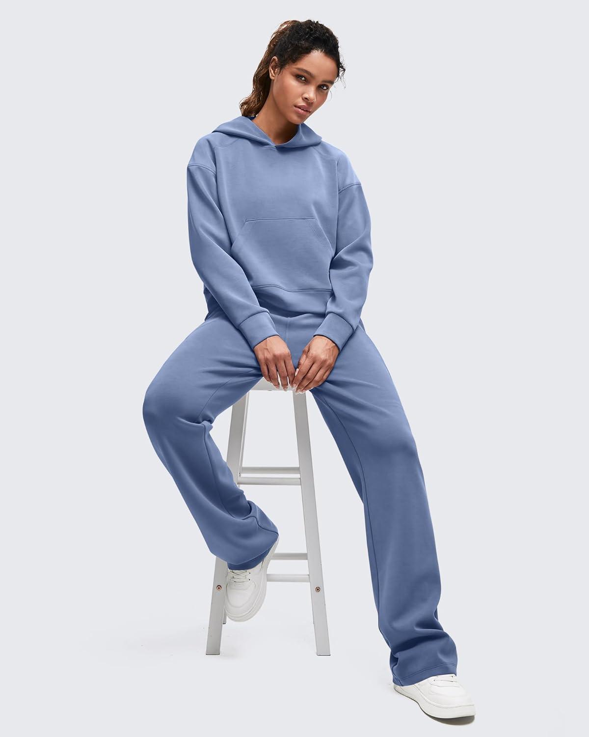 imageG4Free Smoofit Modal Soft Womens Fashion Hoodies Casual Pullover Long Sleeve Sweatshirts with Kangaroo PocketDenim Blue