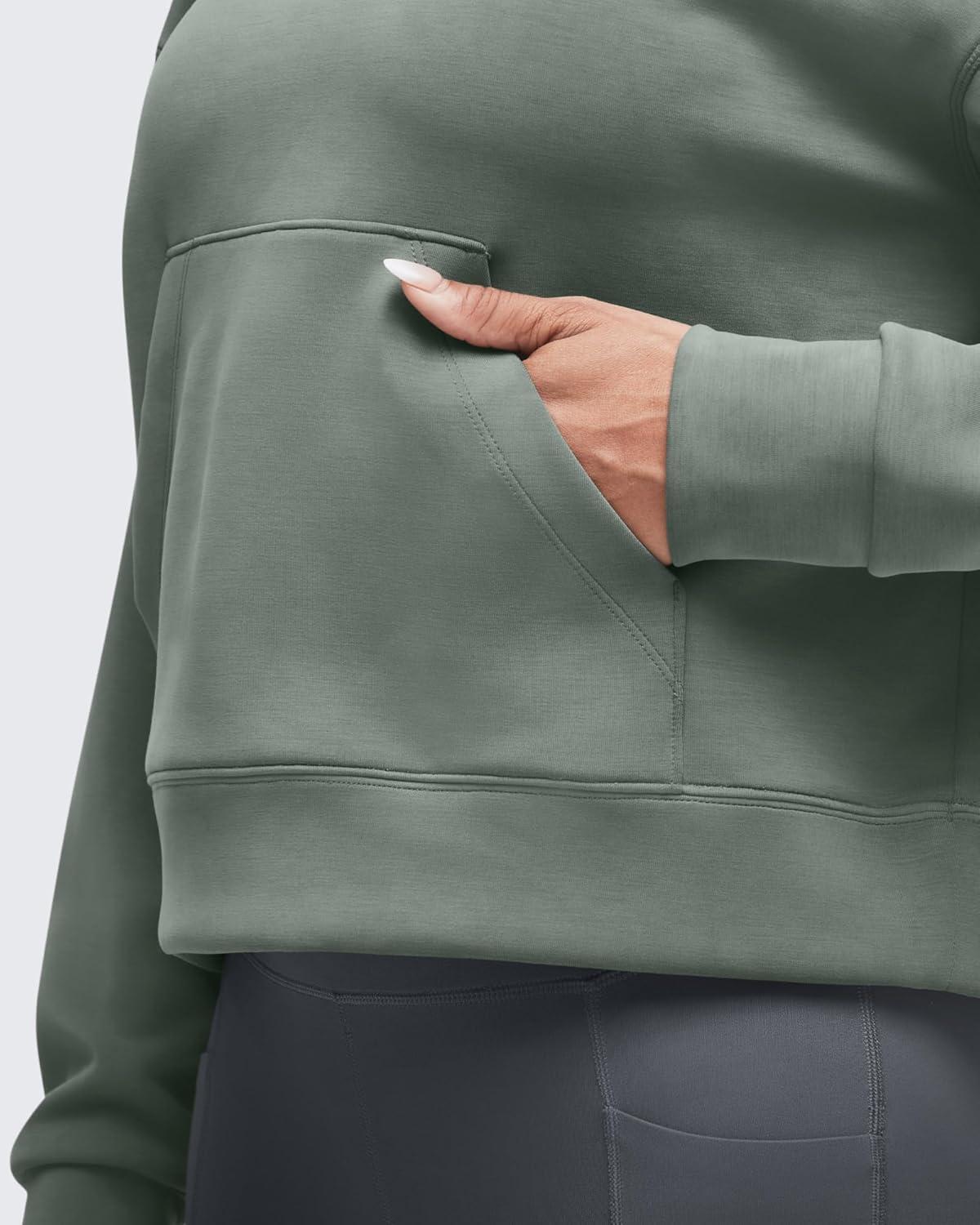 imageG4Free Smoofit Modal Soft Womens Fashion Hoodies Casual Pullover Long Sleeve Sweatshirts with Kangaroo PocketGray Sage