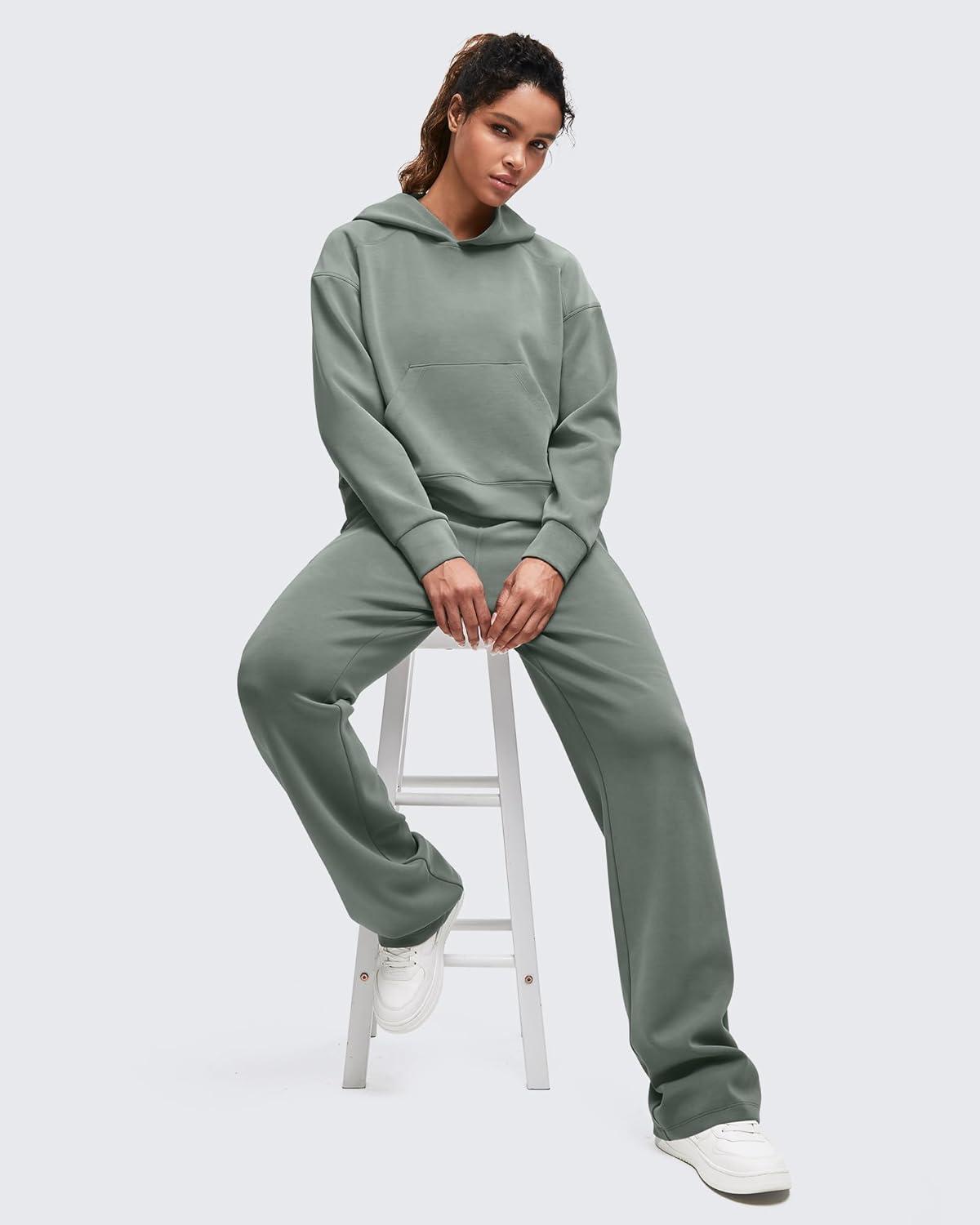 imageG4Free Smoofit Modal Soft Womens Fashion Hoodies Casual Pullover Long Sleeve Sweatshirts with Kangaroo PocketGray Sage