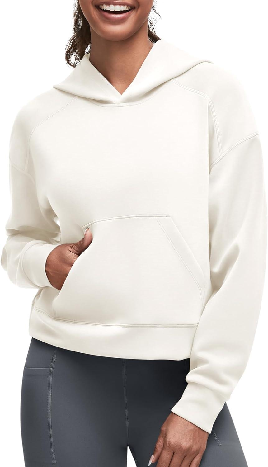 imageG4Free Smoofit Modal Soft Womens Fashion Hoodies Casual Pullover Long Sleeve Sweatshirts with Kangaroo PocketIvory