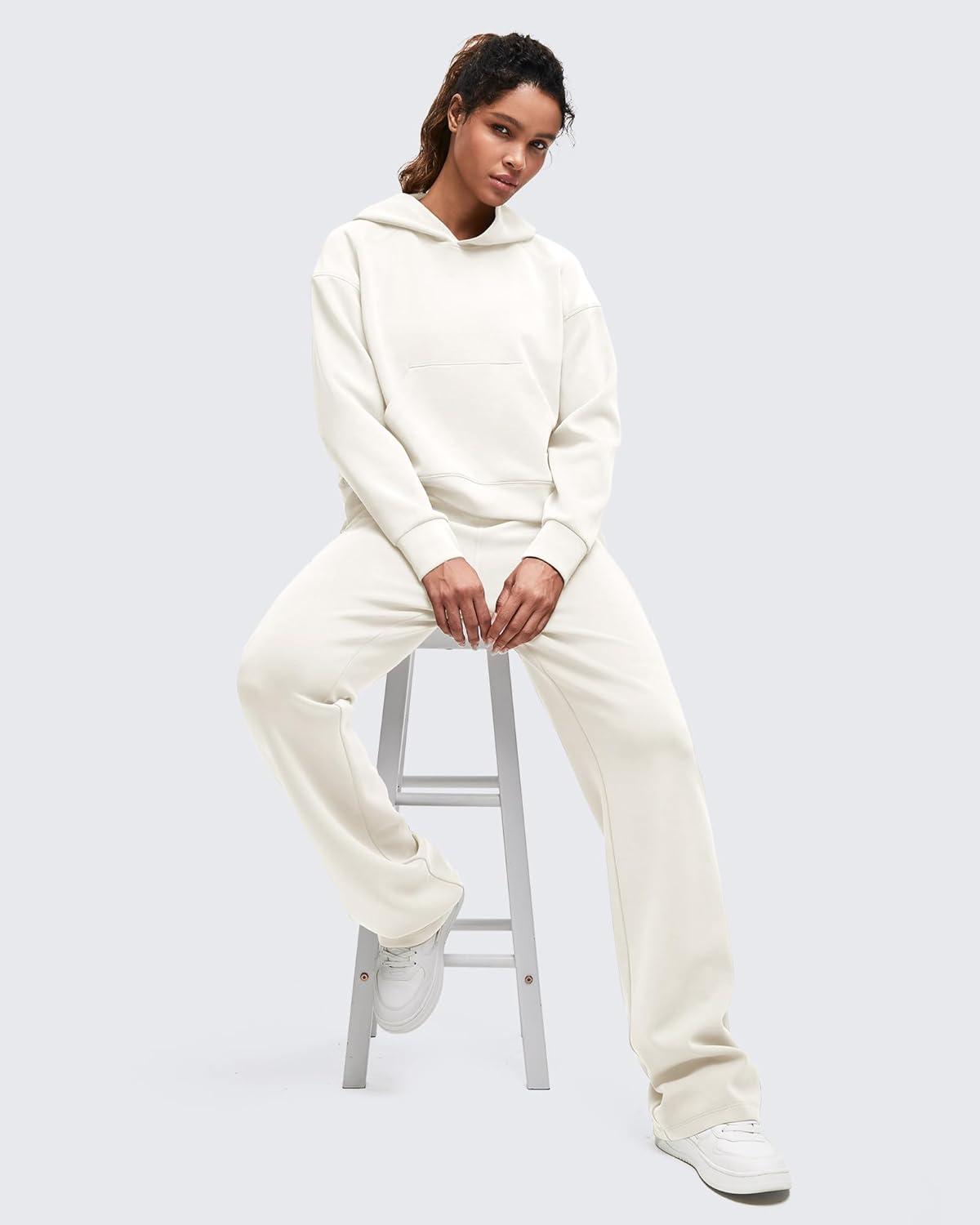 imageG4Free Smoofit Modal Soft Womens Fashion Hoodies Casual Pullover Long Sleeve Sweatshirts with Kangaroo PocketIvory