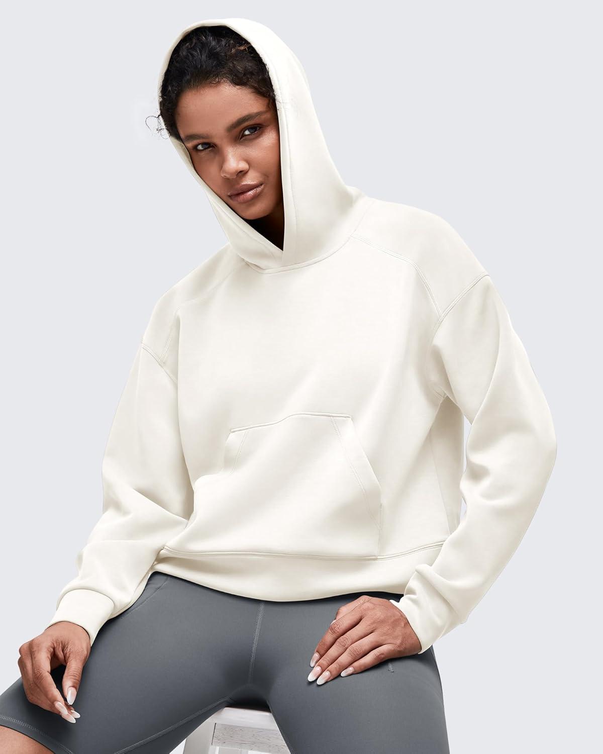 imageG4Free Smoofit Modal Soft Womens Fashion Hoodies Casual Pullover Long Sleeve Sweatshirts with Kangaroo PocketIvory