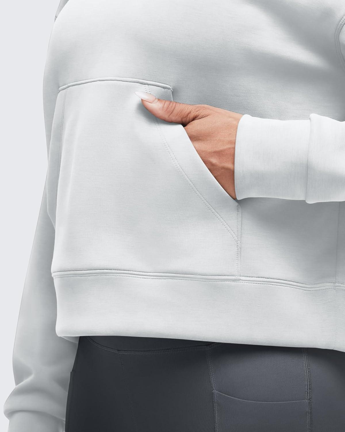 imageG4Free Smoofit Modal Soft Womens Fashion Hoodies Casual Pullover Long Sleeve Sweatshirts with Kangaroo PocketLight Gray