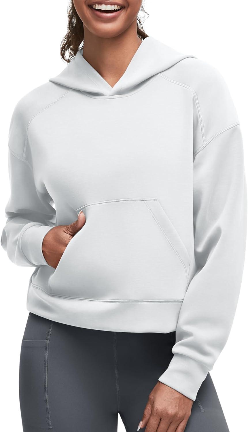 imageG4Free Smoofit Modal Soft Womens Fashion Hoodies Casual Pullover Long Sleeve Sweatshirts with Kangaroo PocketLight Gray