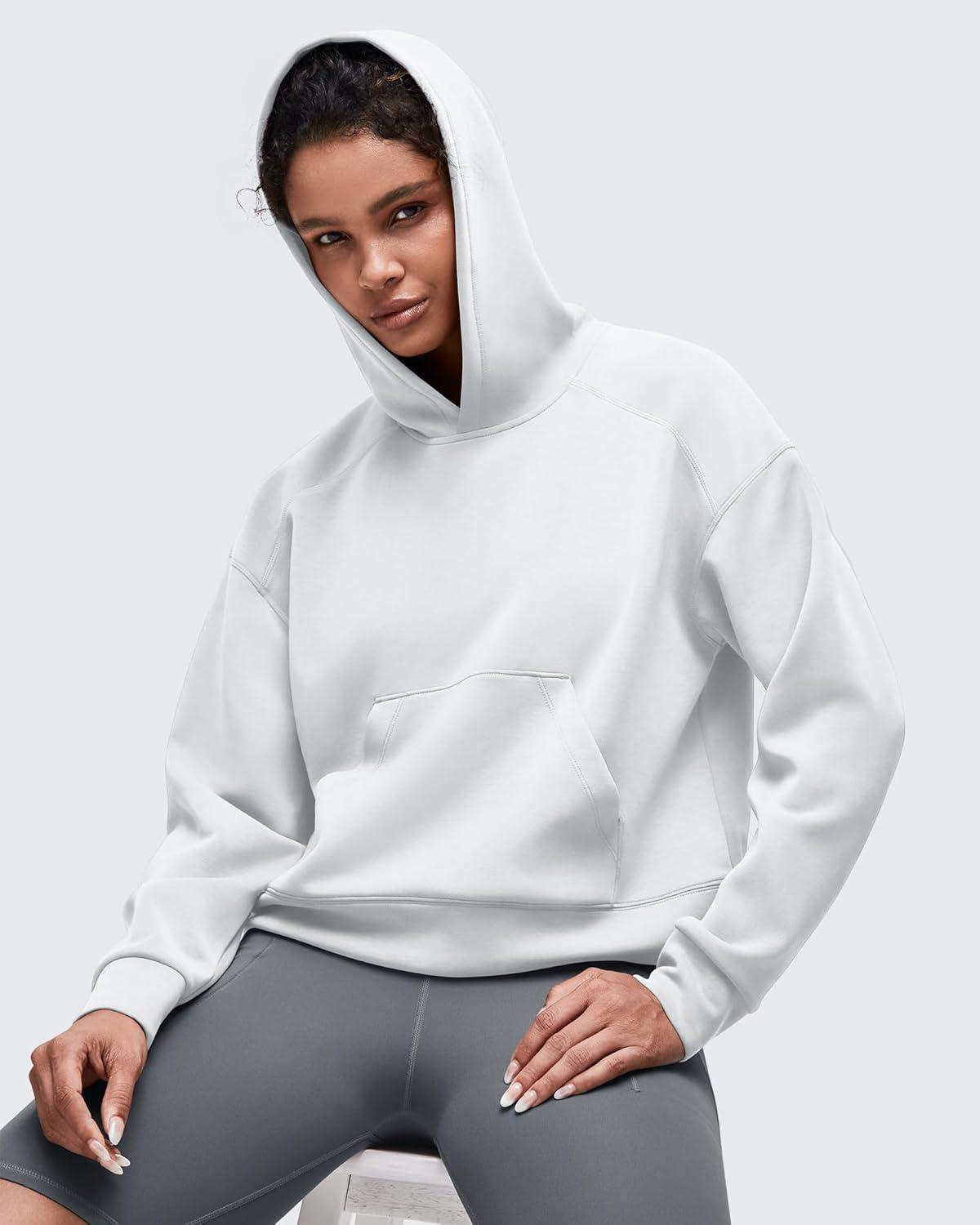 imageG4Free Smoofit Modal Soft Womens Fashion Hoodies Casual Pullover Long Sleeve Sweatshirts with Kangaroo PocketLight Gray