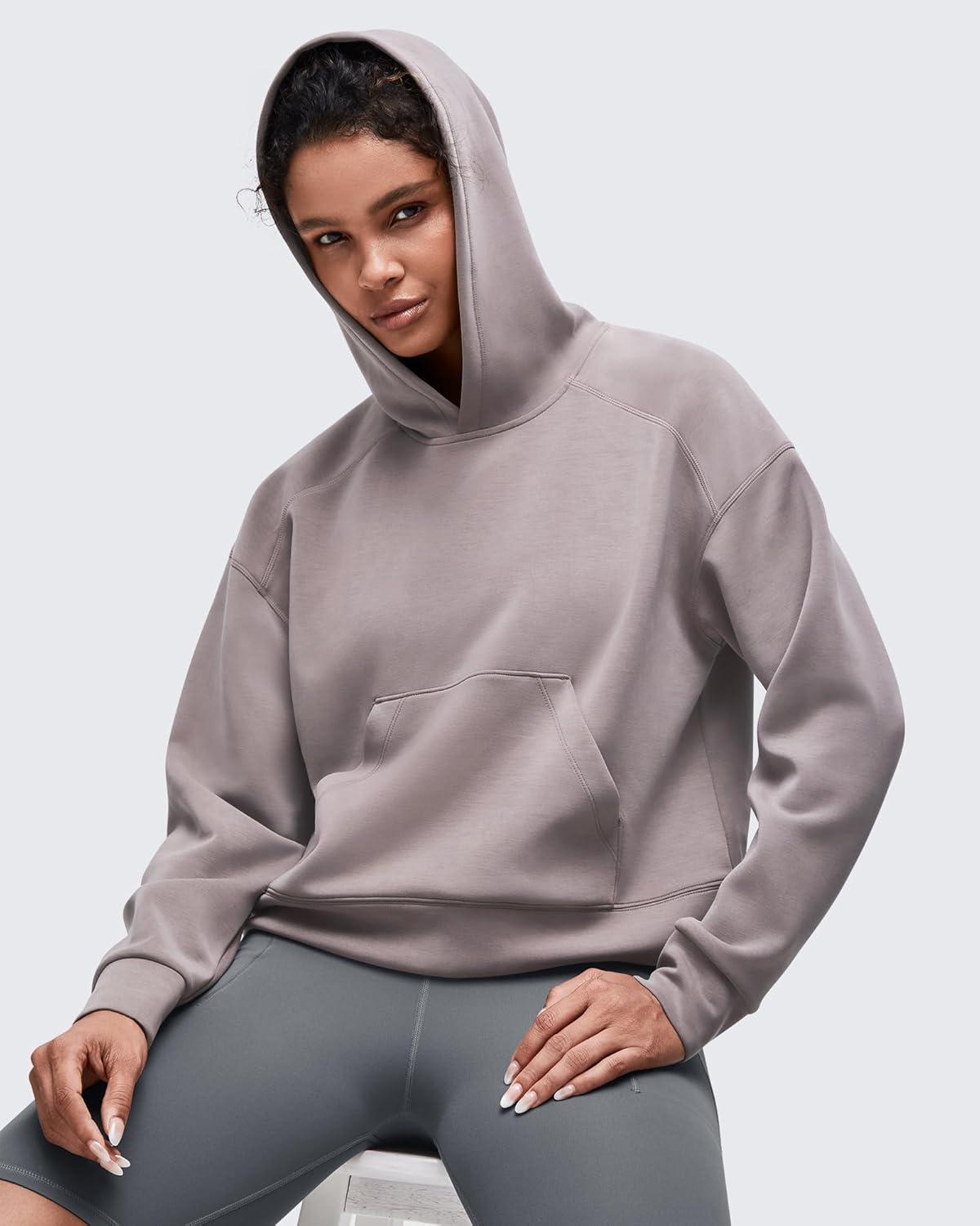 imageG4Free Smoofit Modal Soft Womens Fashion Hoodies Casual Pullover Long Sleeve Sweatshirts with Kangaroo PocketTaupe