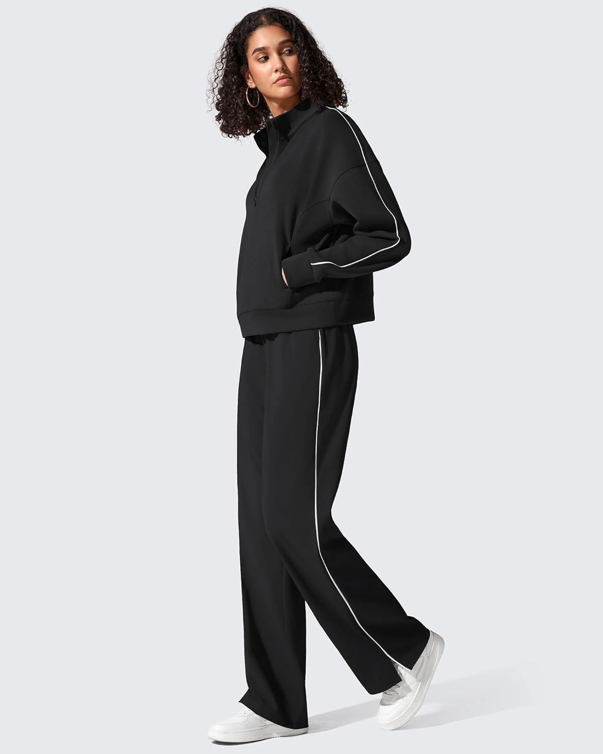 imageG4Free Smoofit Modal Soft Womens HalfZip Sweatshirts Pullover Mock Neck Casual Tops with PocketsBlack