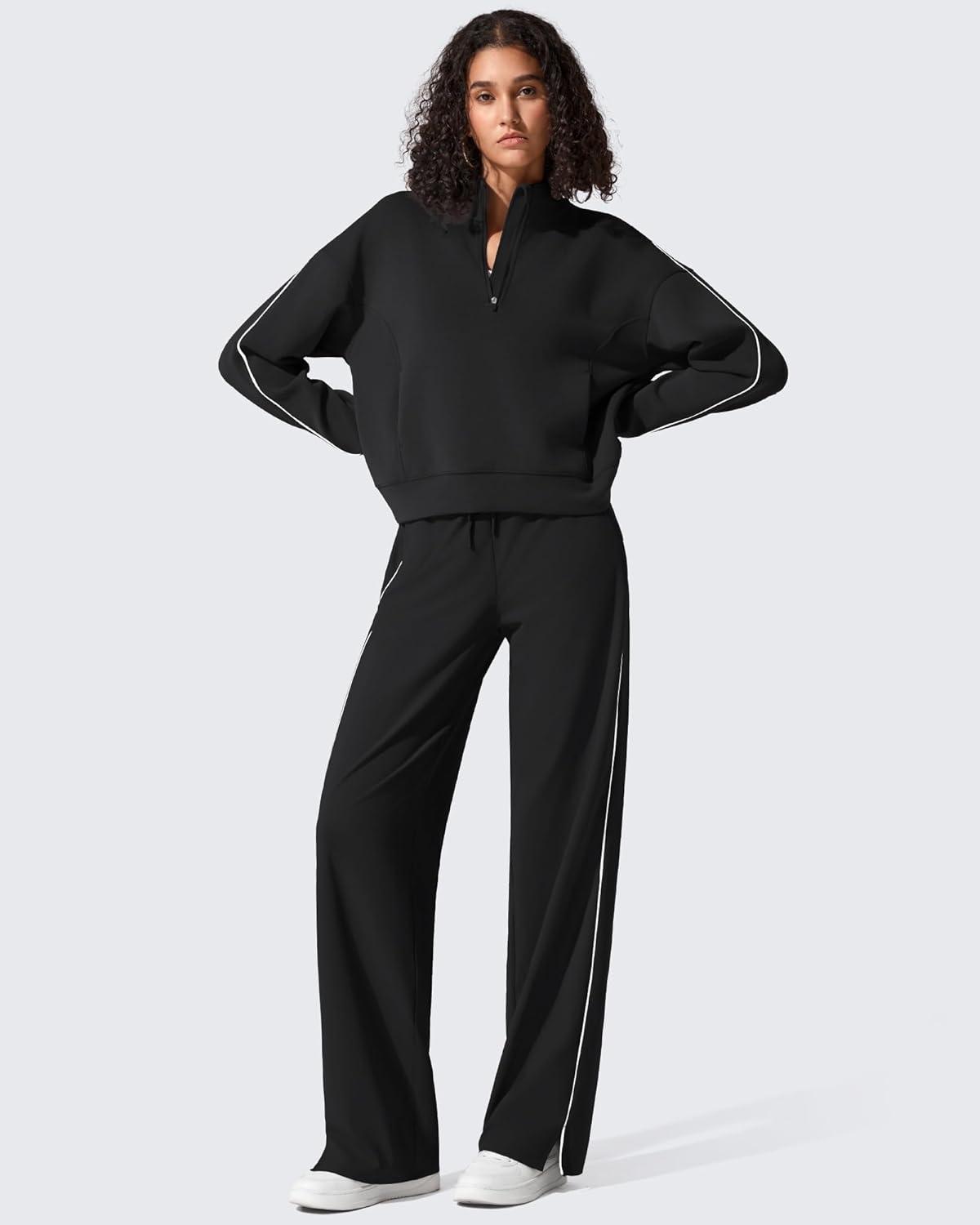 imageG4Free Smoofit Modal Soft Womens HalfZip Sweatshirts Pullover Mock Neck Casual Tops with PocketsBlack