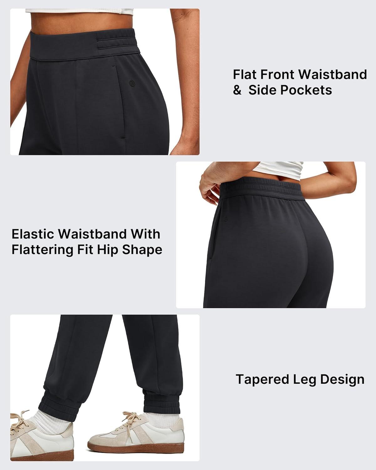 imageG4Free Smoofit Modal Soft Womens Joggers Track Pants Tapered Leg Casual Scrub Sweatpants with Side PocketsBlack
