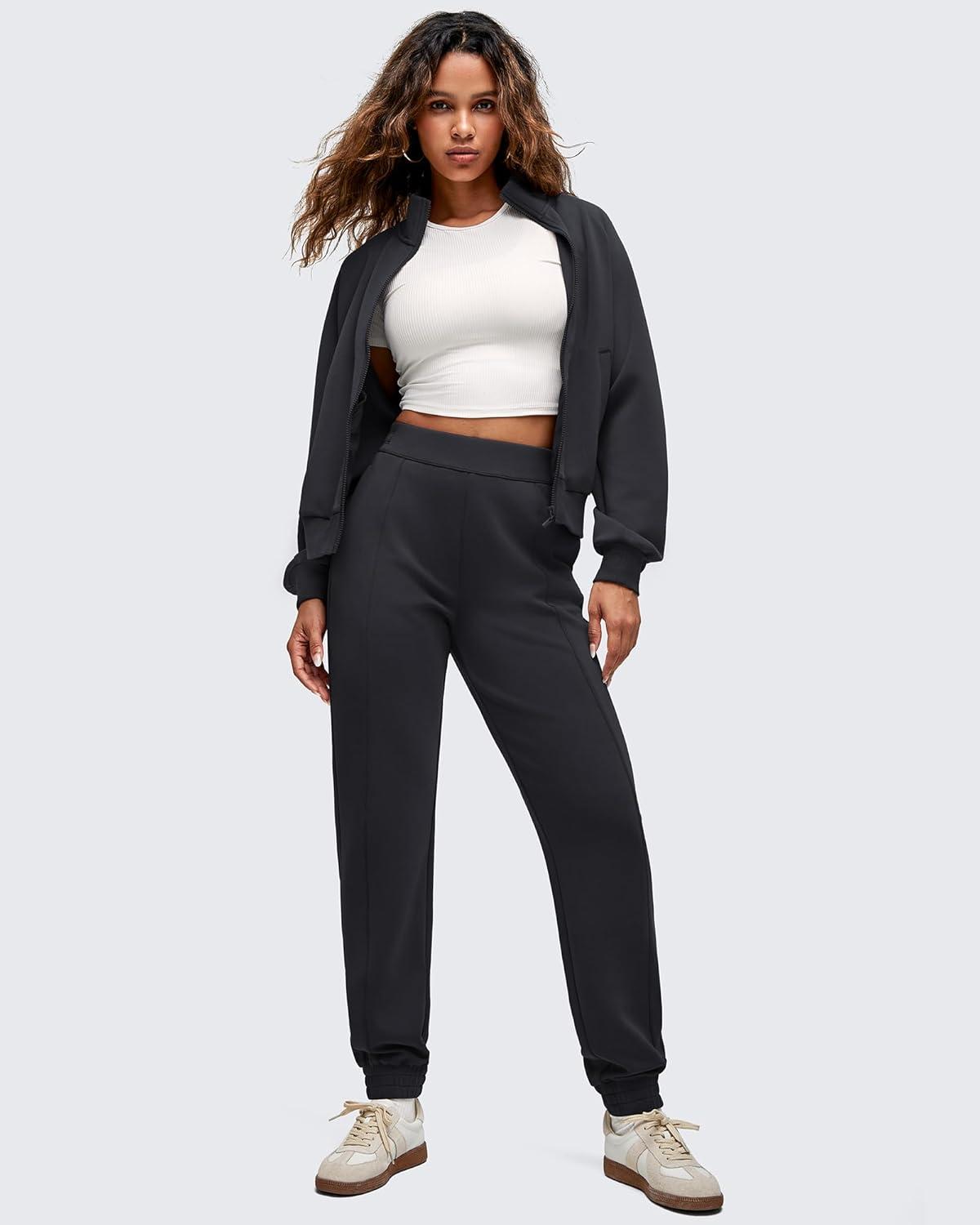 imageG4Free Smoofit Modal Soft Womens Joggers Track Pants Tapered Leg Casual Scrub Sweatpants with Side PocketsBlack
