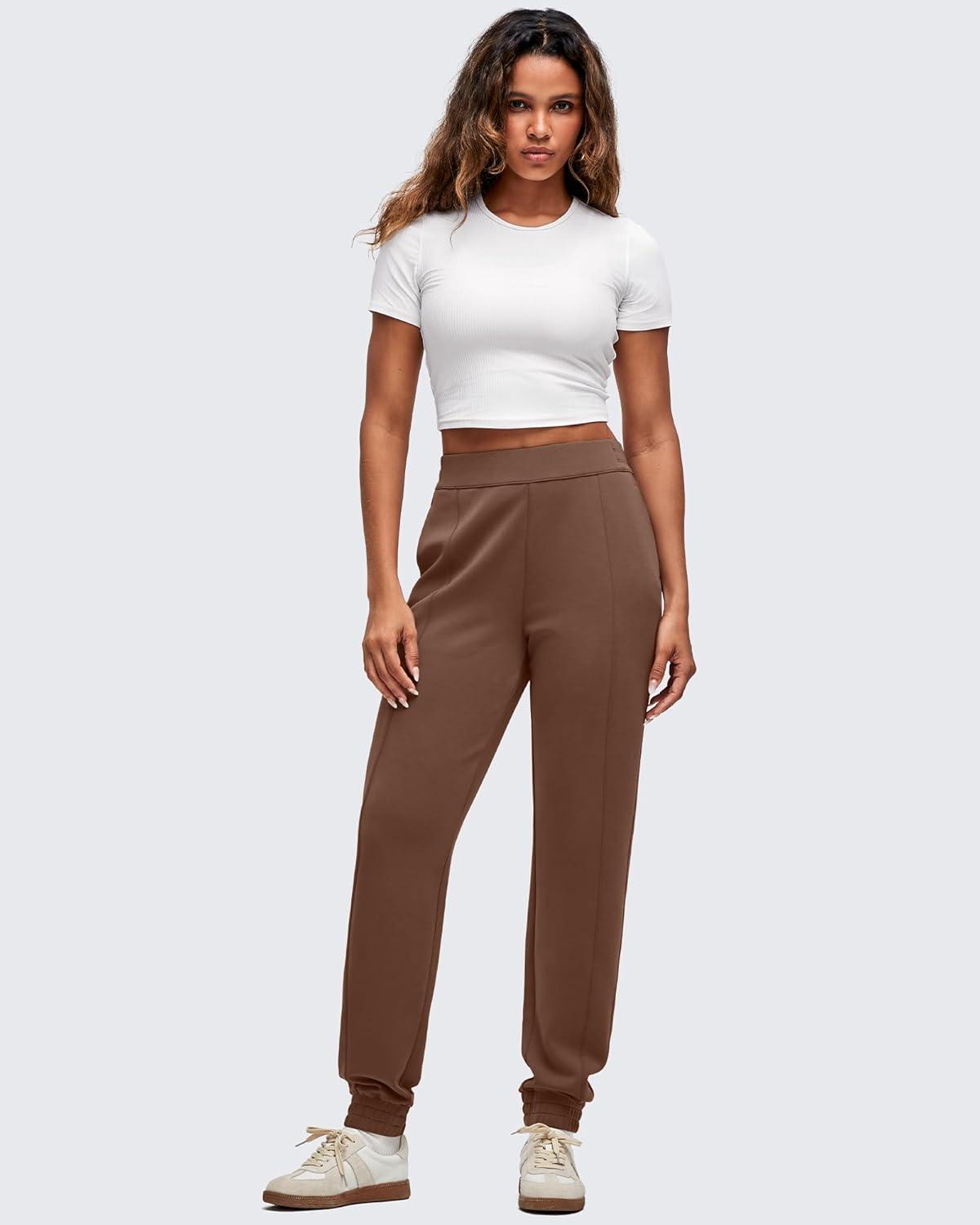 imageG4Free Smoofit Modal Soft Womens Joggers Track Pants Tapered Leg Casual Scrub Sweatpants with Side PocketsDark Coffee