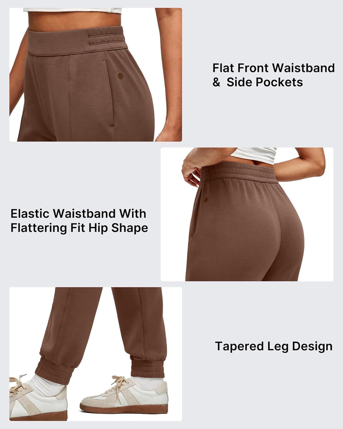 imageG4Free Smoofit Modal Soft Womens Joggers Track Pants Tapered Leg Casual Scrub Sweatpants with Side PocketsDark Coffee