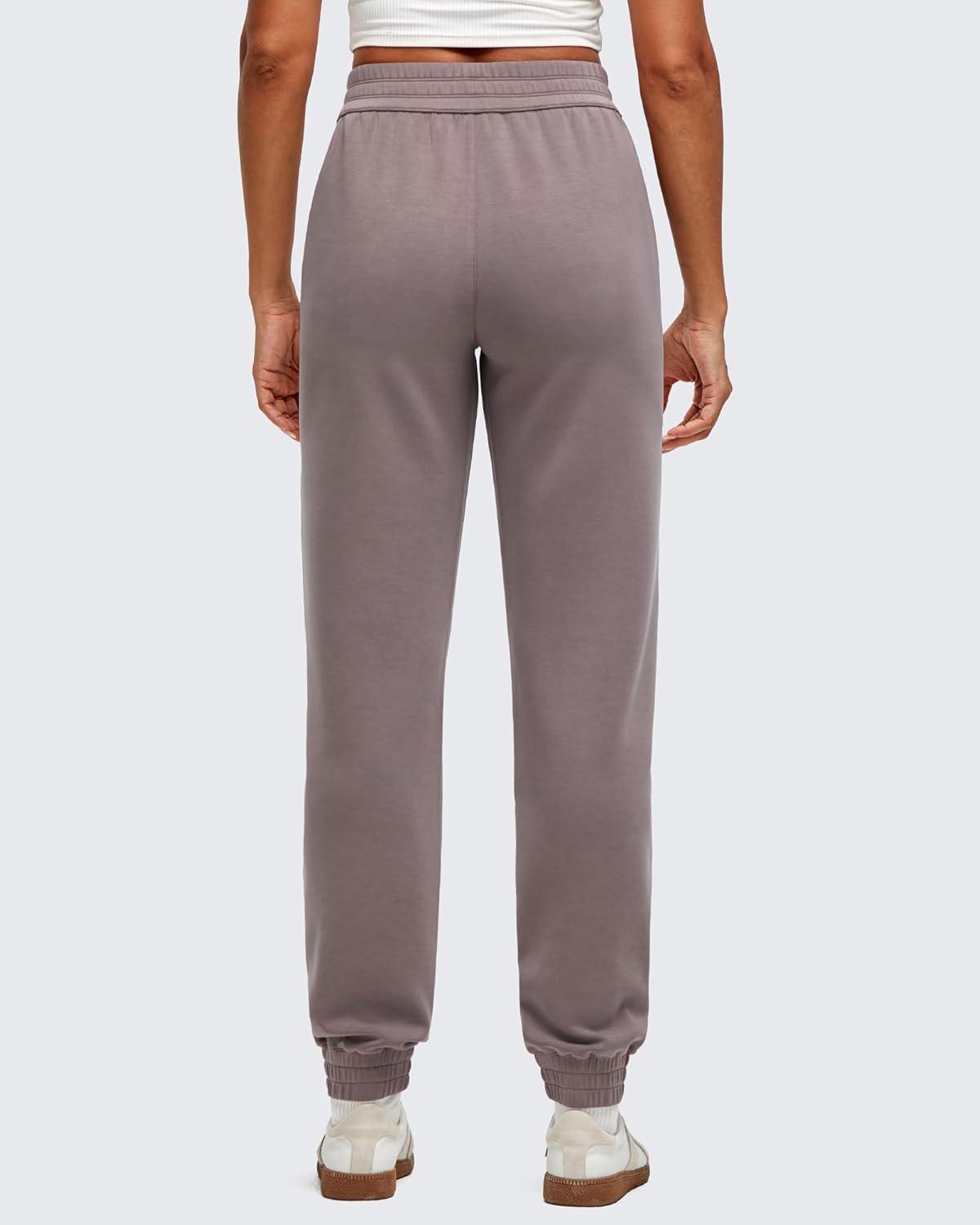 imageG4Free Smoofit Modal Soft Womens Joggers Track Pants Tapered Leg Casual Scrub Sweatpants with Side PocketsTaupe
