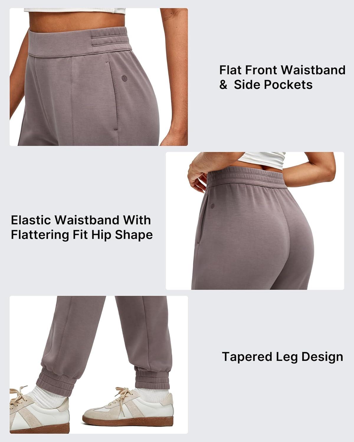 imageG4Free Smoofit Modal Soft Womens Joggers Track Pants Tapered Leg Casual Scrub Sweatpants with Side PocketsTaupe