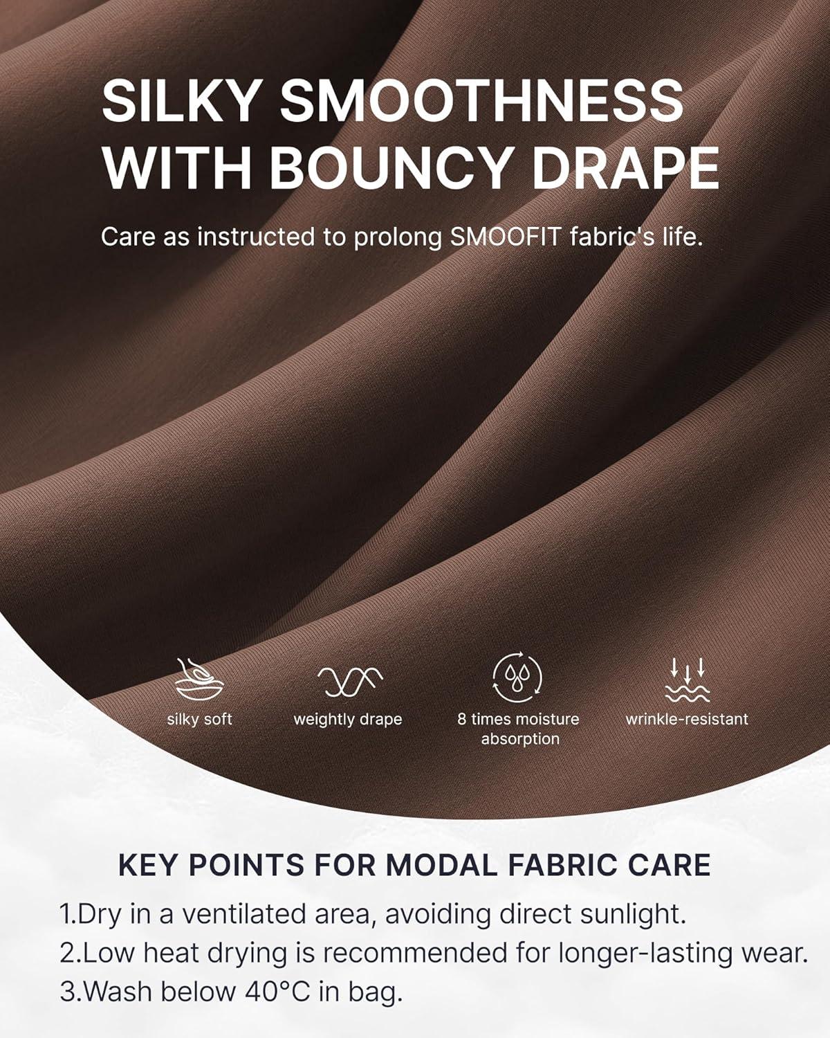 imageG4Free Smoofit Modal Soft Womens Wide Leg Sweatpants High Waisted Drawstring Side Slit Casual Lounge Pants with PocketsCoffee Brown