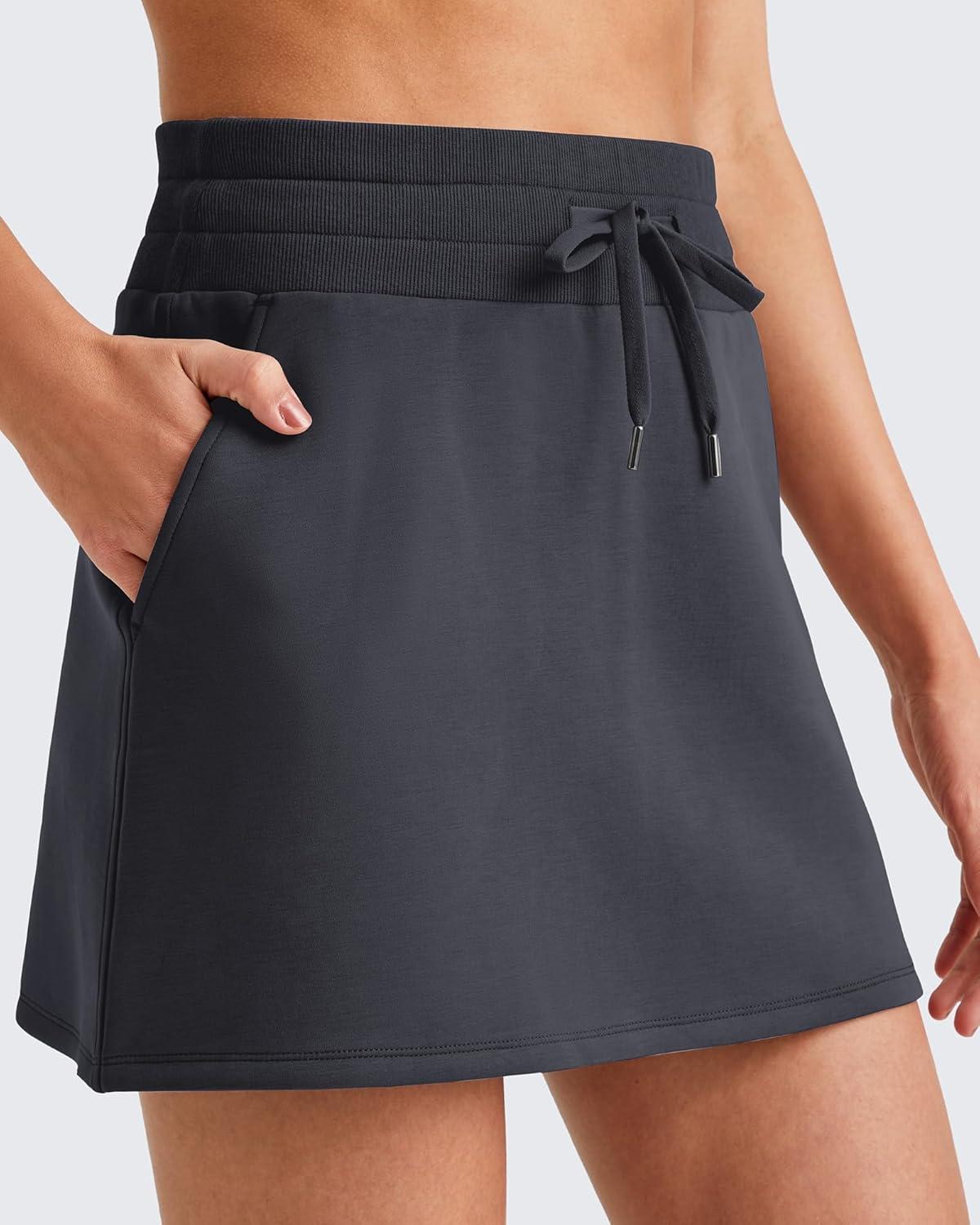 imageG4Free Smoofit Sweat Skirts for Women Soft Drawstring Summer Casual Lounge Skirt with PocketsBlack