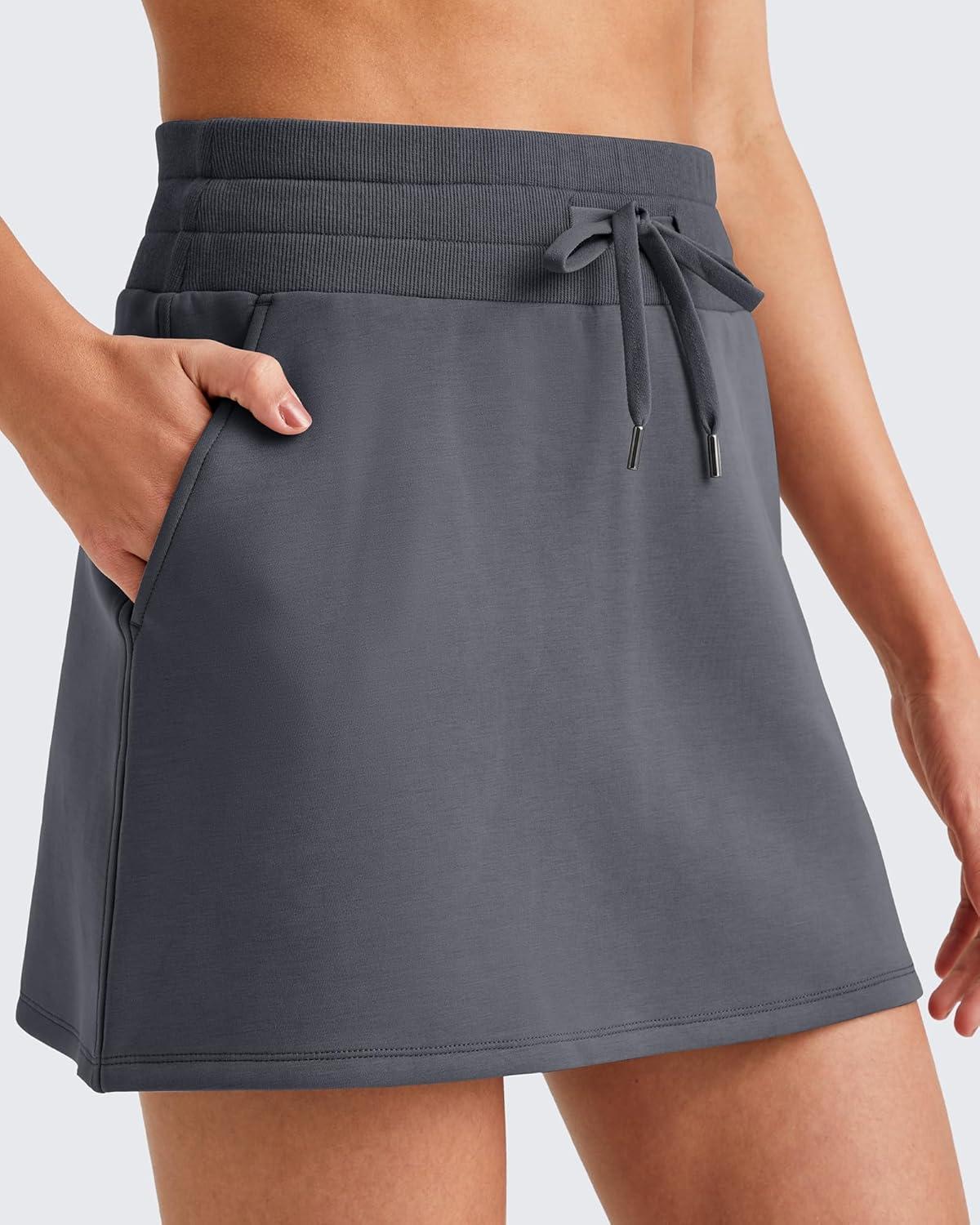 imageG4Free Smoofit Sweat Skirts for Women Soft Drawstring Summer Casual Lounge Skirt with PocketsDark Grey