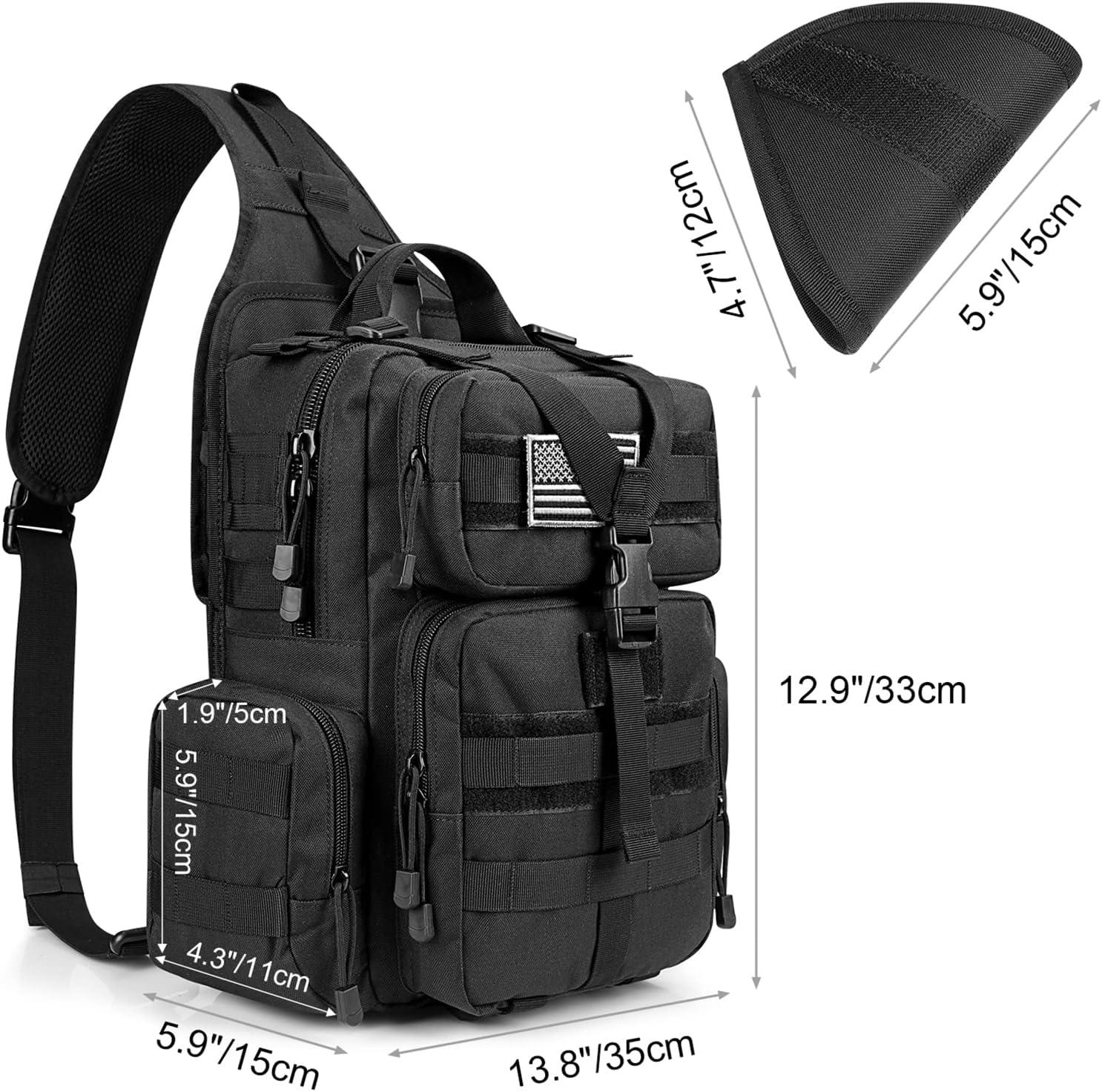 imageG4Free Tactical EDC Sling Bag Backpack with Adjustable Holder Military Shoulder Backpack for MenBlack