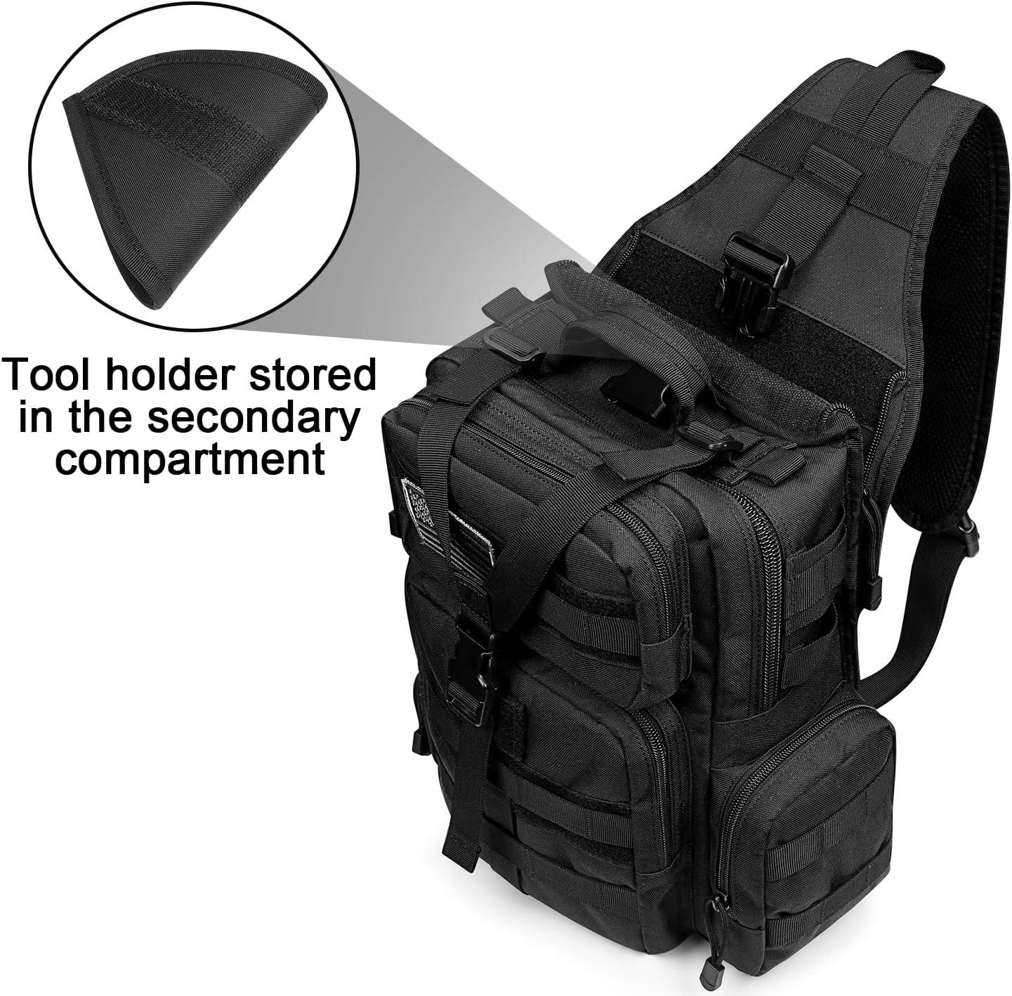imageG4Free Tactical EDC Sling Bag Backpack with Adjustable Holder Military Shoulder Backpack for MenBlack