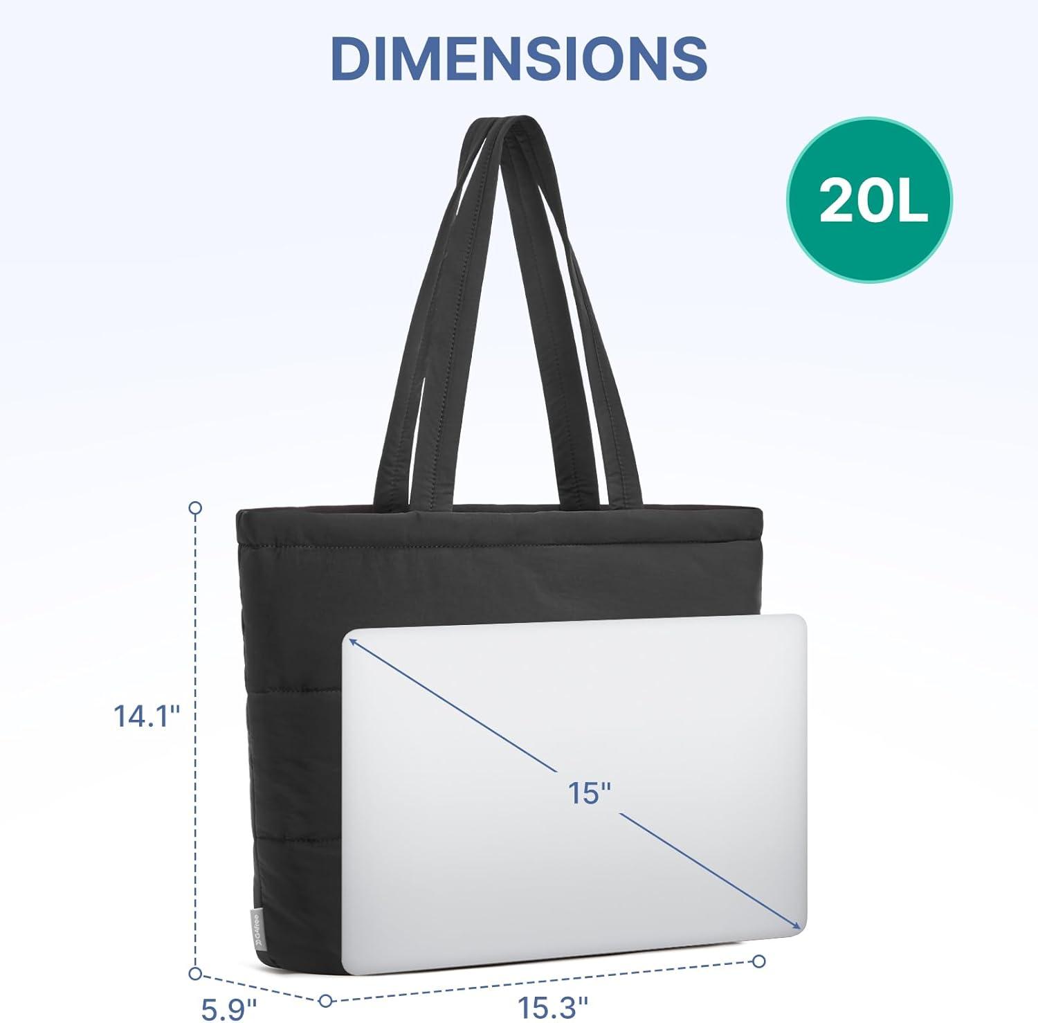 imageG4Free Tote Bag for Women Puffer Casual Shoulder Bag with Cup Holder and Laptop Compartment for Travel Work GymBlack