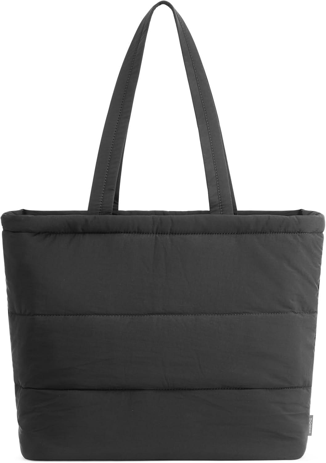 imageG4Free Tote Bag for Women Puffer Casual Shoulder Bag with Cup Holder and Laptop Compartment for Travel Work GymBlack