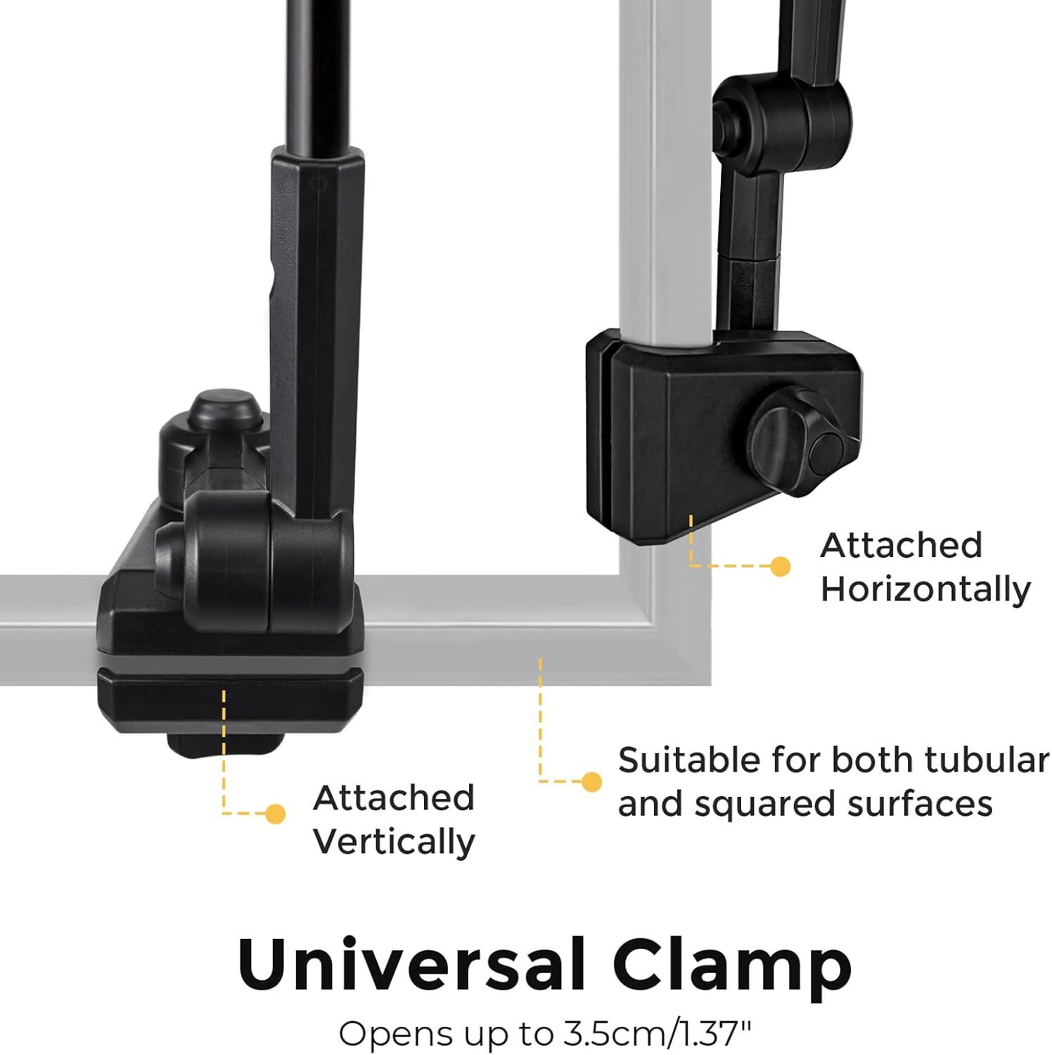 imageG4Free UPF 50 Adjustable Beach Umbrella XL with Universal Clamp for Chair Stroller Wheelchair Golf Cart Bleacher PatioBlackSilver