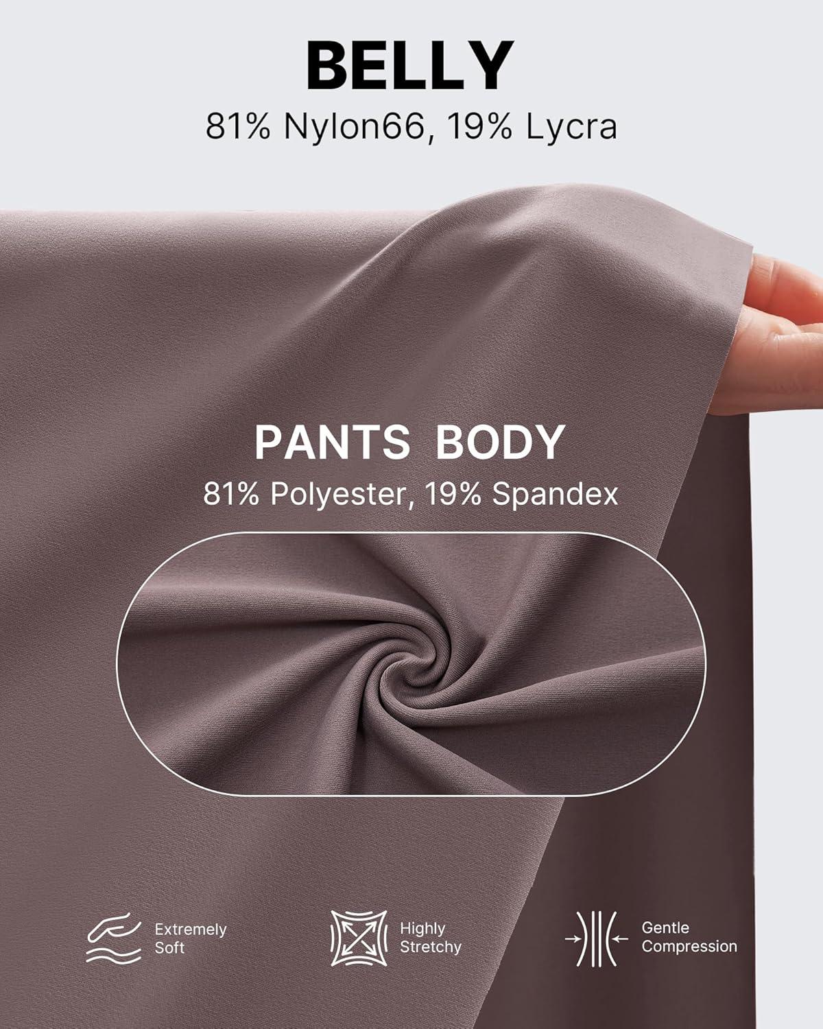 imageG4Free Wide Leg Maternity Yoga Capris Over The Belly Stretch Pregnancy Cropped Pants with PocketsTaupe