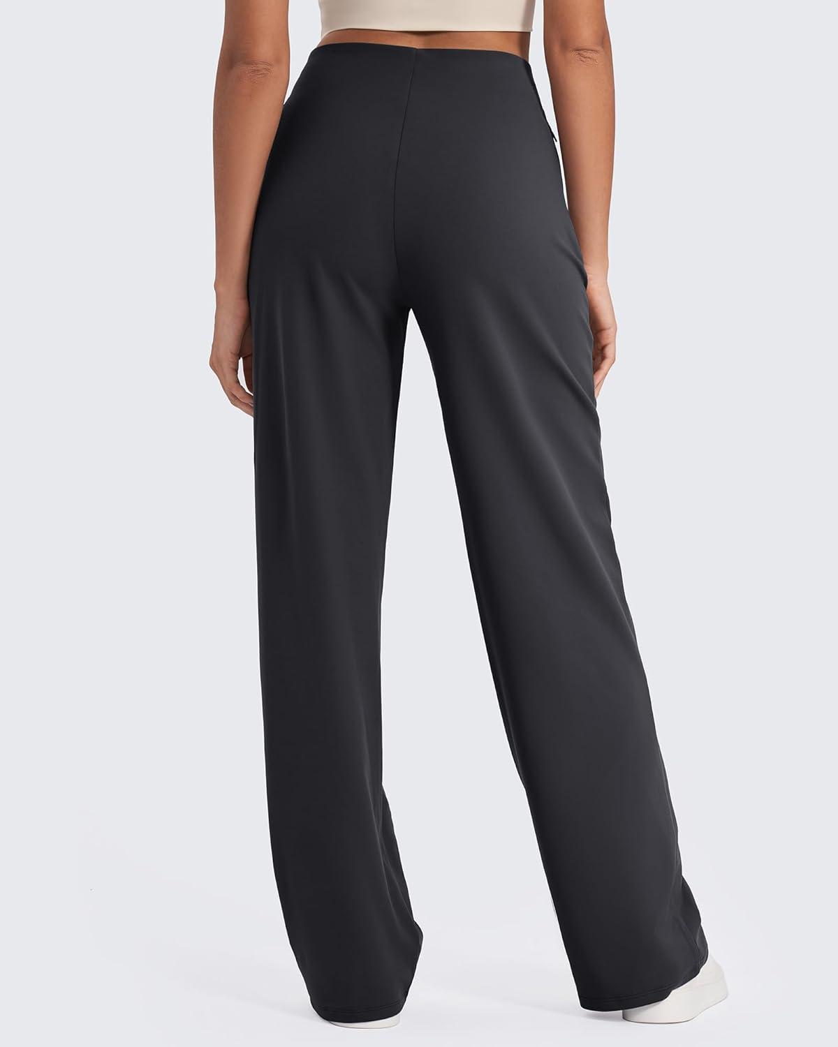 imageG4Free Wide Leg Pants for Women High Waisted Yoga Pants with Pockets Stretch Casual Lounge PantsBlack