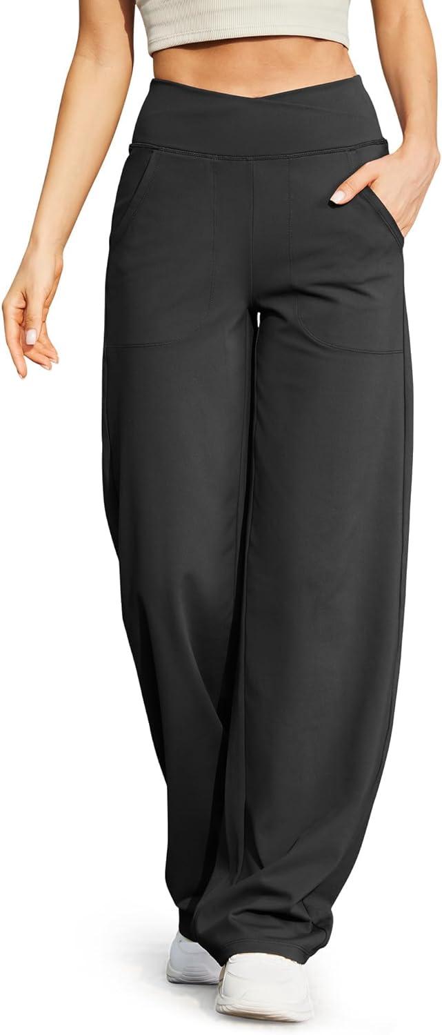 imageG4Free Wide Leg Pants for Women Loose Yoga Pants with Pockets PetiteRegularTall Stretch Casual Lounge PantsBlack