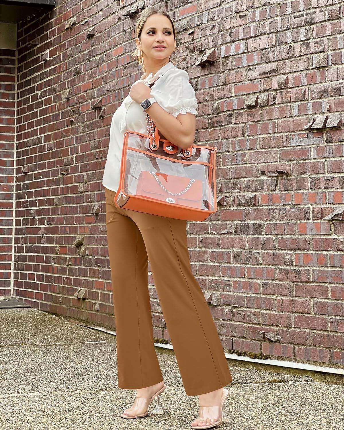 imageG4Free Wide Leg Pants for Women Loose Yoga Pants with Pockets PetiteRegularTall Stretch Casual Lounge PantsCoca Mocha