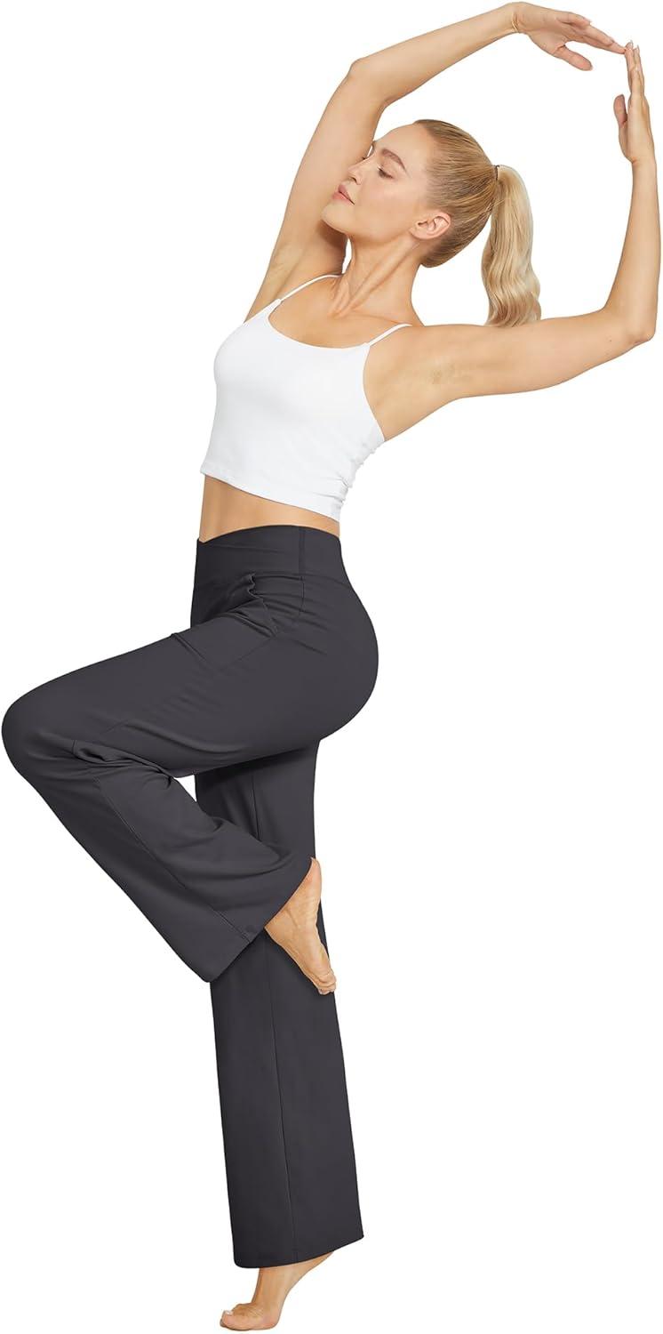 imageG4Free Wide Leg Pants for Women Loose Yoga Pants with Pockets PetiteRegularTall Stretch Casual Lounge PantsDeep Grey