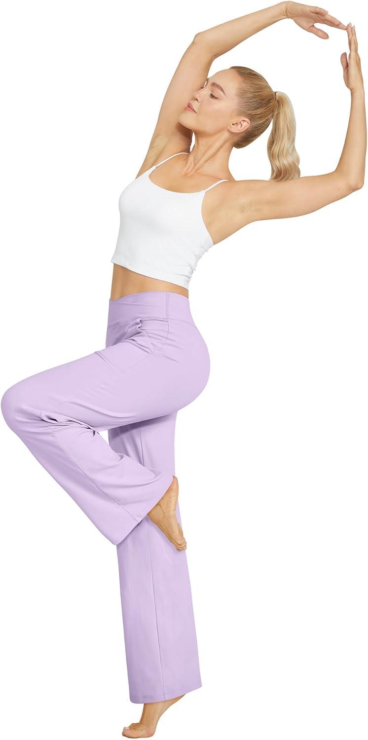 imageG4Free Wide Leg Pants for Women Loose Yoga Pants with Pockets PetiteRegularTall Stretch Casual Lounge PantsLavender