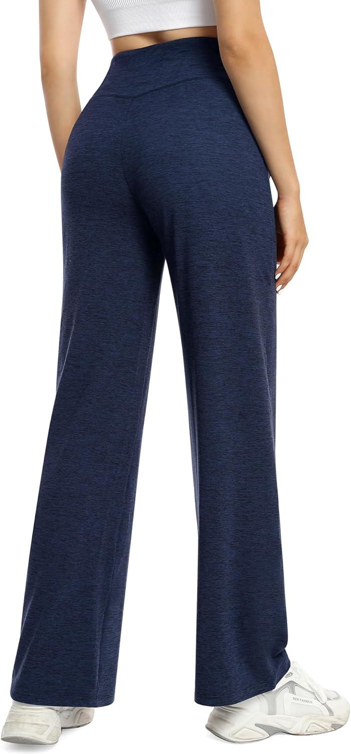 imageG4Free Wide Leg Pants for Women Loose Yoga Pants with Pockets PetiteRegularTall Stretch Casual Lounge PantsNavy Heather