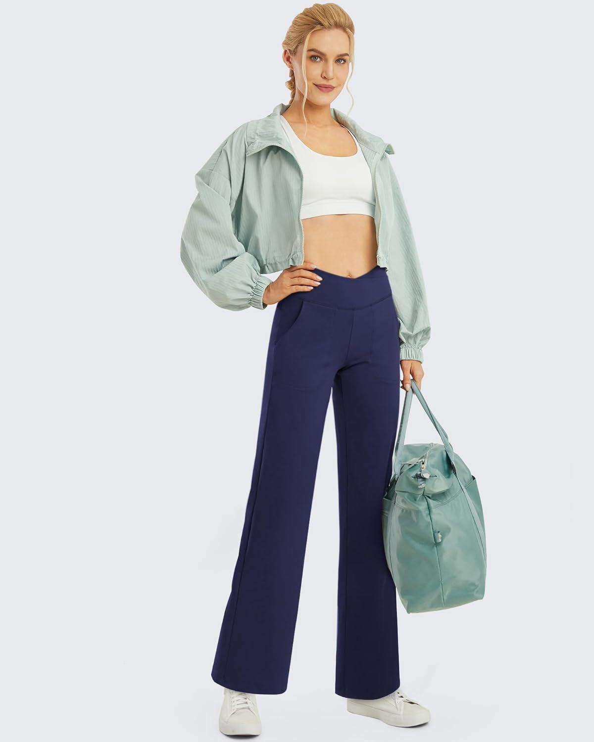 imageG4Free Wide Leg Pants for Women Loose Yoga Pants with Pockets PetiteRegularTall Stretch Casual Lounge PantsRoyal Blue