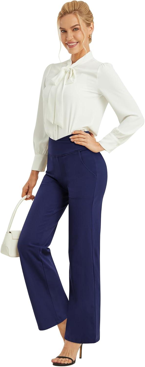 imageG4Free Wide Leg Pants for Women Loose Yoga Pants with Pockets PetiteRegularTall Stretch Casual Lounge PantsRoyal Blue