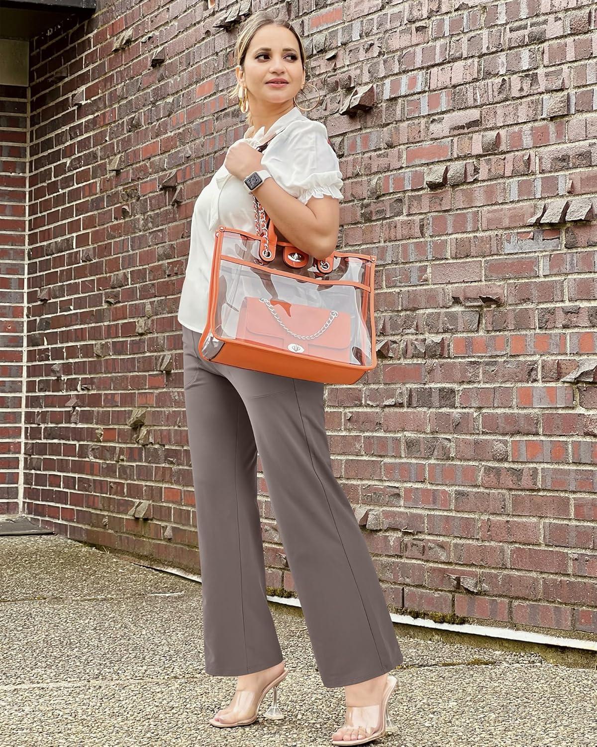 imageG4Free Wide Leg Pants for Women Loose Yoga Pants with Pockets PetiteRegularTall Stretch Casual Lounge PantsTaupe