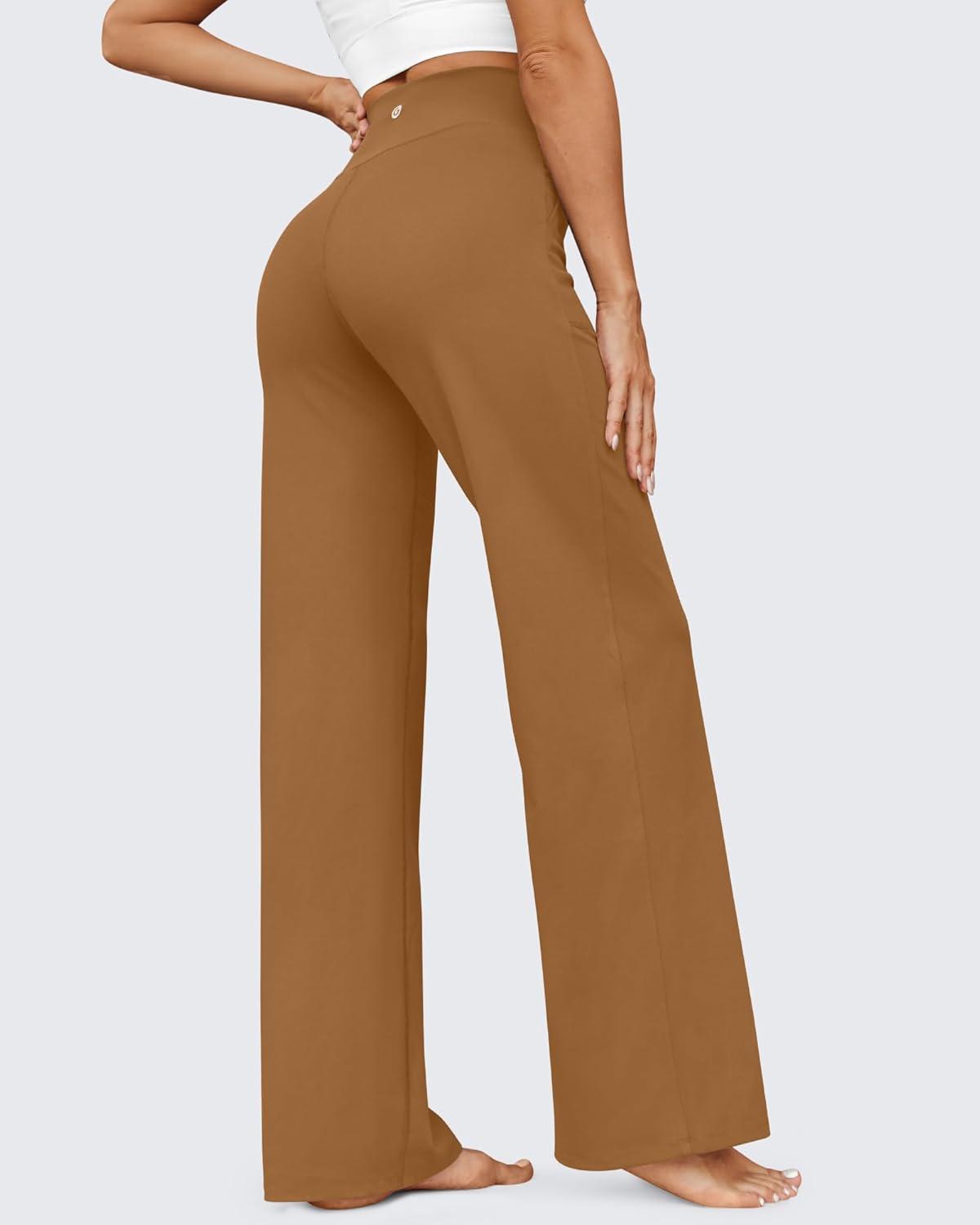 imageG4Free Wide Leg Pants for Women Yoga Pants High Waist Sweatpants with Pockets Stretch Lounge Pants Comfy WorkoutCoca Mocha
