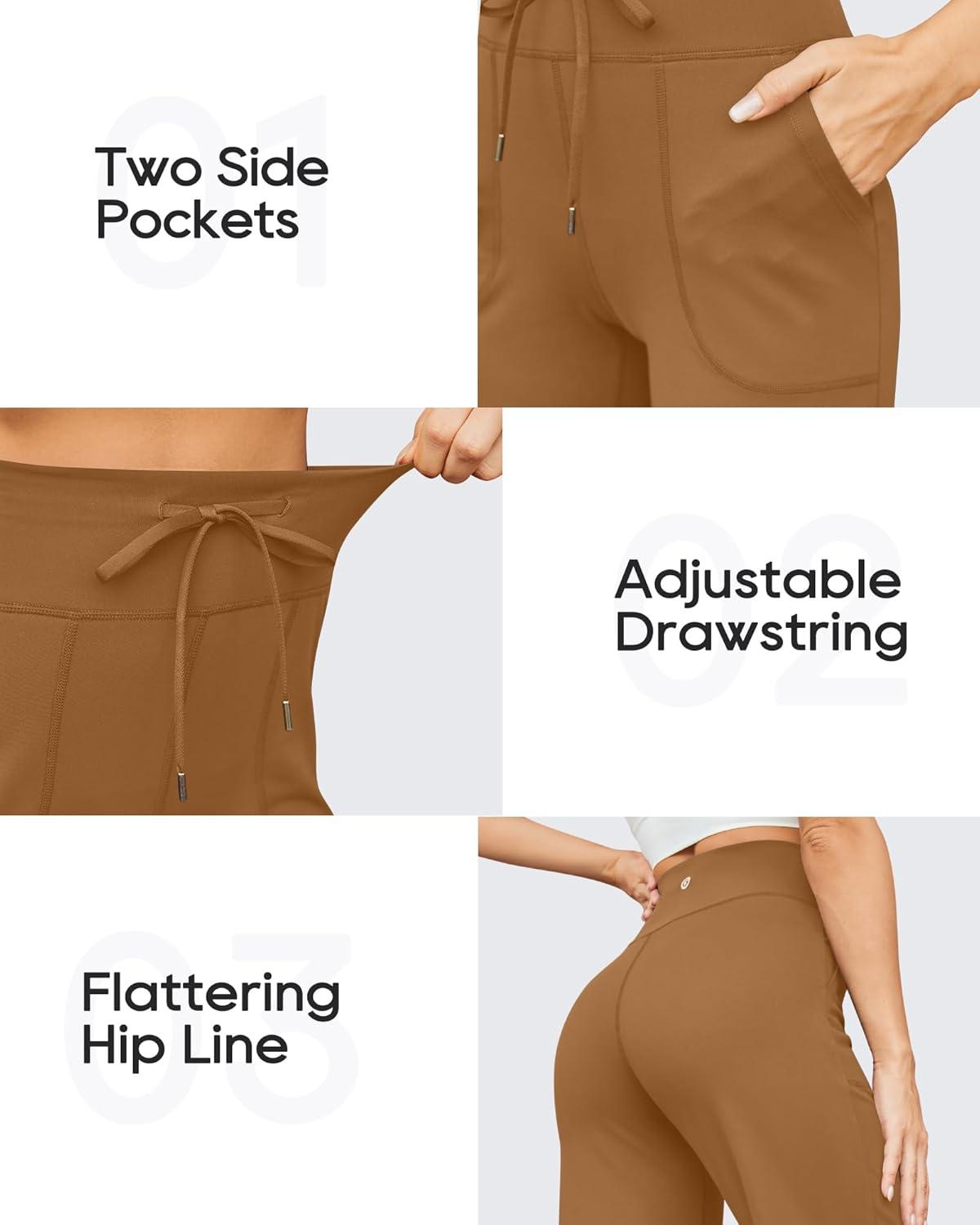 imageG4Free Wide Leg Pants for Women Yoga Pants High Waist Sweatpants with Pockets Stretch Lounge Pants Comfy WorkoutCoca Mocha