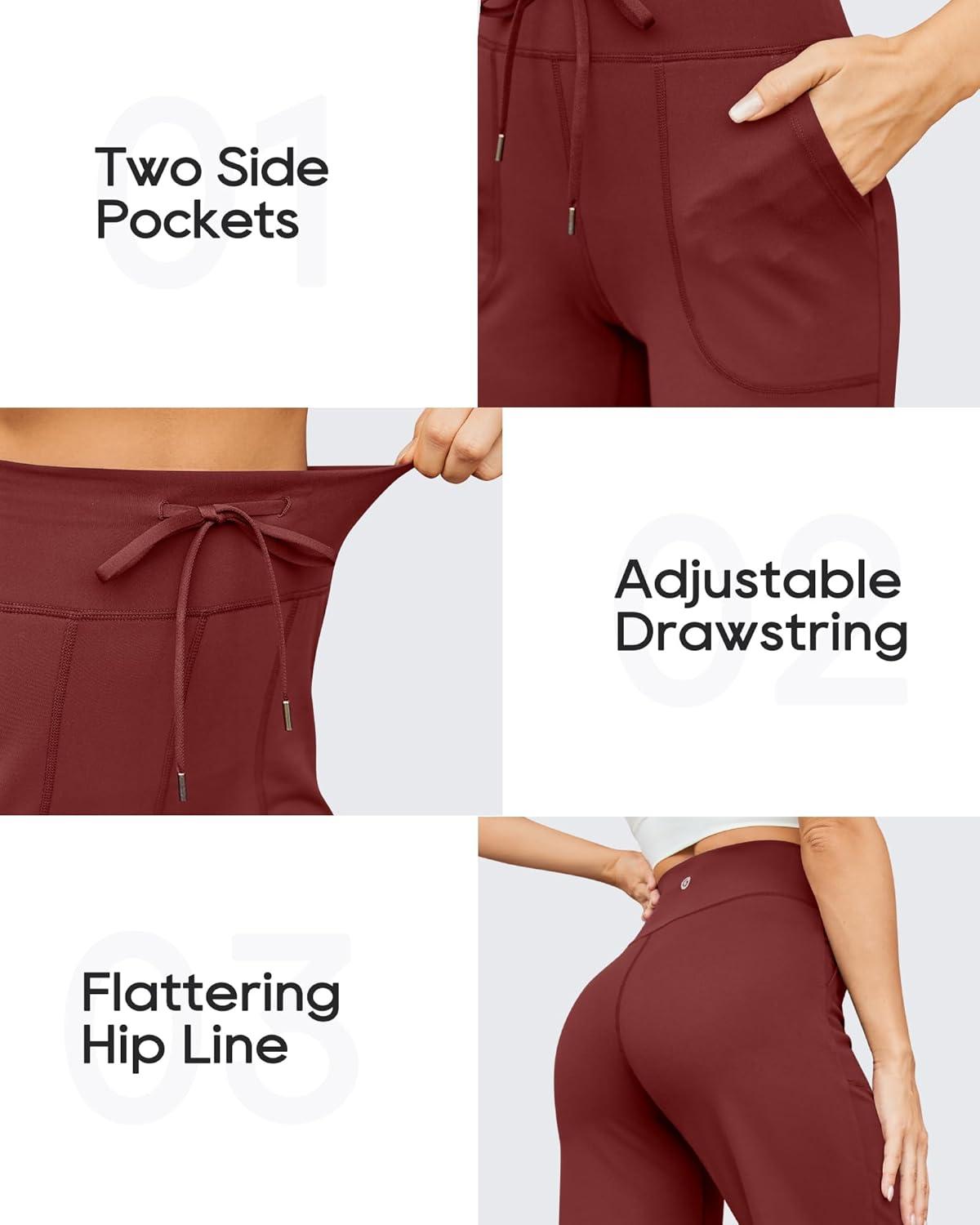 imageG4Free Wide Leg Pants for Women Yoga Pants High Waist Sweatpants with Pockets Stretch Lounge Pants Comfy WorkoutDark Burgundy