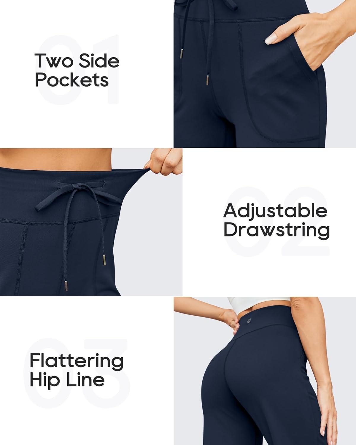 imageG4Free Wide Leg Pants for Women Yoga Pants High Waist Sweatpants with Pockets Stretch Lounge Pants Comfy WorkoutDark Navy