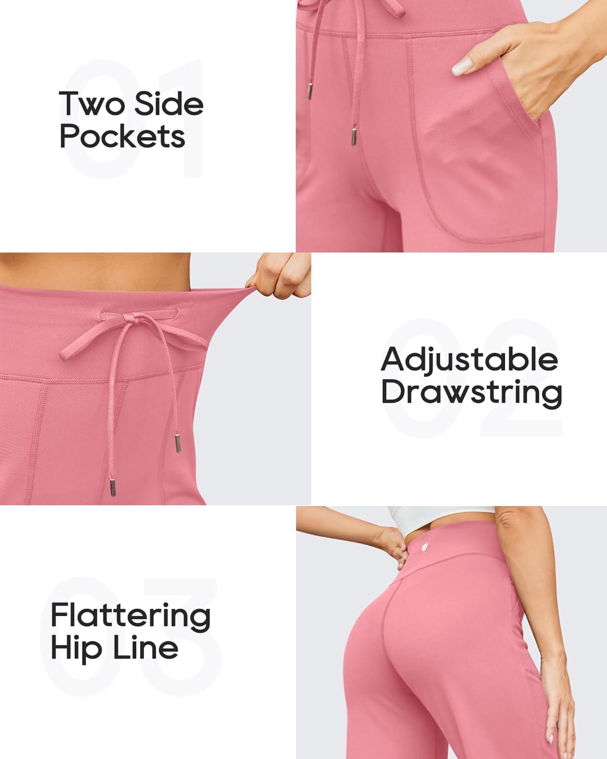 imageG4Free Wide Leg Pants for Women Yoga Pants High Waist Sweatpants with Pockets Stretch Lounge Pants Comfy WorkoutPink