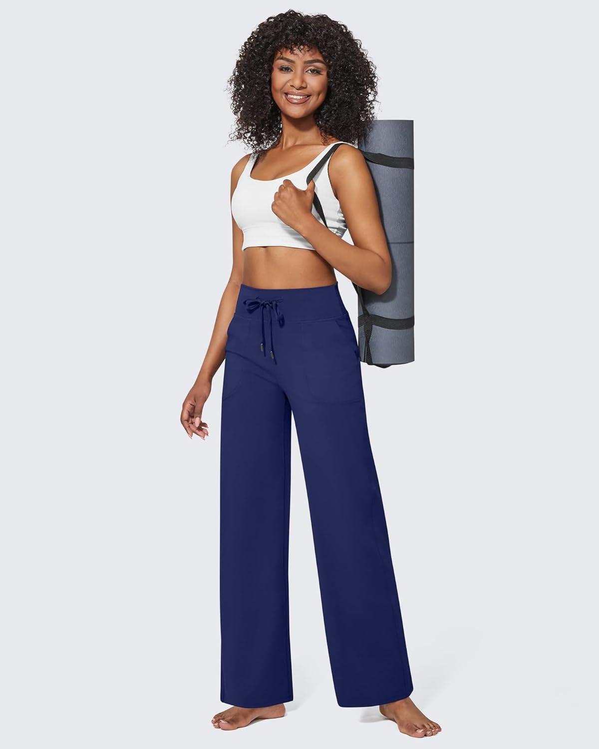 imageG4Free Wide Leg Pants for Women Yoga Pants High Waist Sweatpants with Pockets Stretch Lounge Pants Comfy WorkoutRoyal Blue